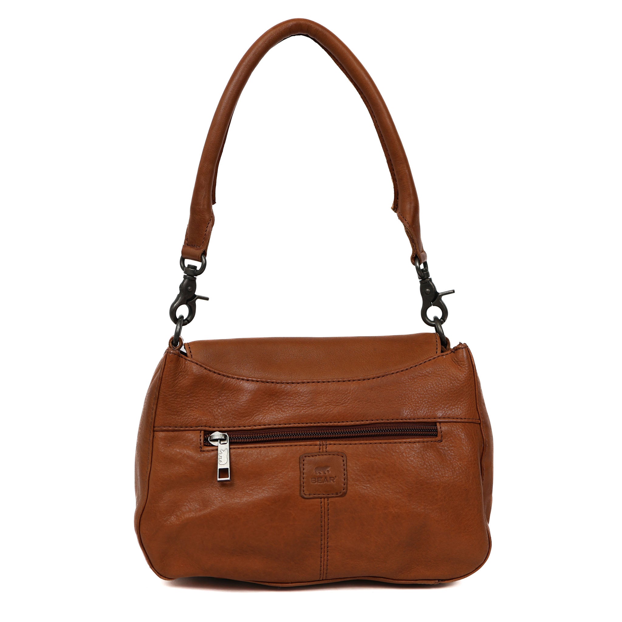 Hand/shoulderbag with flap 'Fenna' cognac