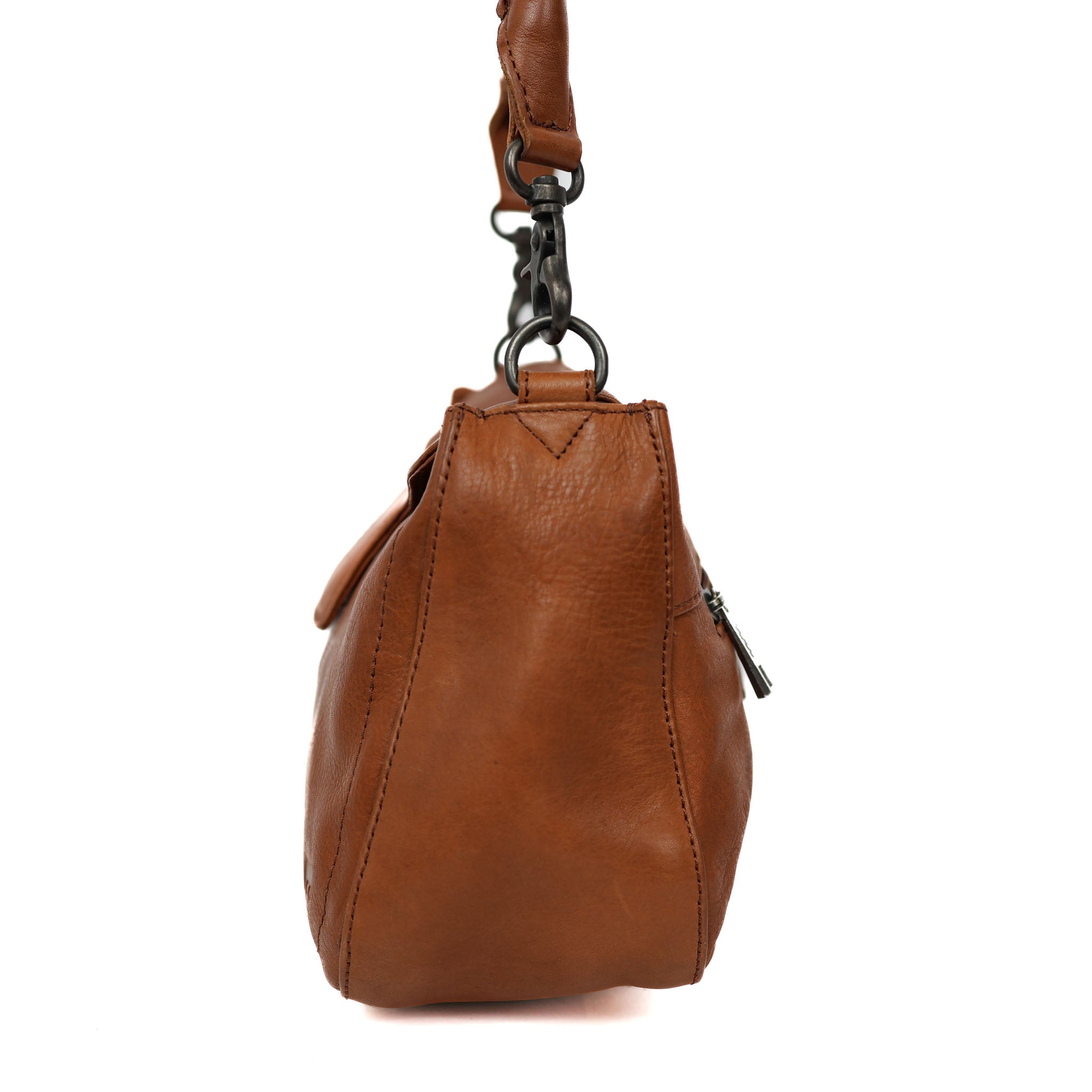 Hand/shoulderbag with flap 'Fenna' cognac