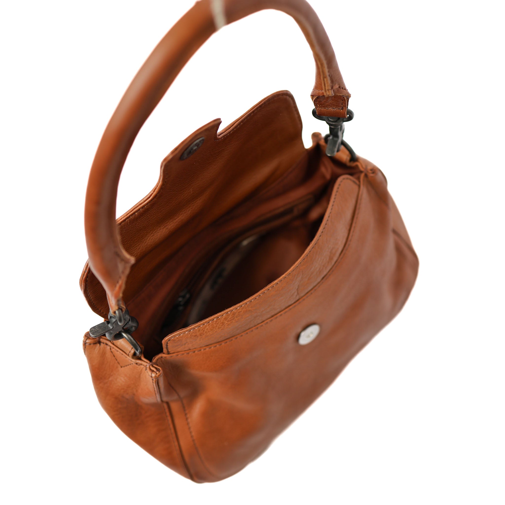 Hand/shoulderbag with flap 'Fenna' cognac