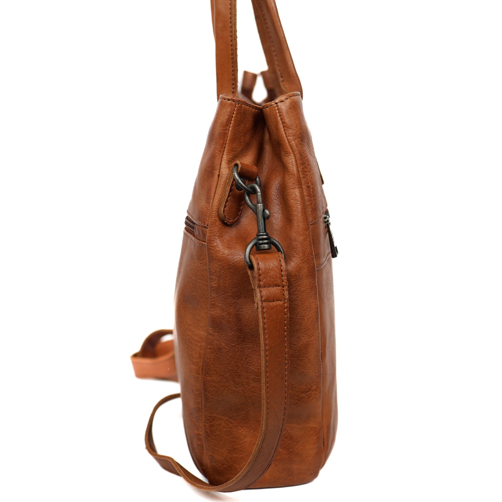 Hand/shoulderbag with laptop compartment 'Maeve' cognac