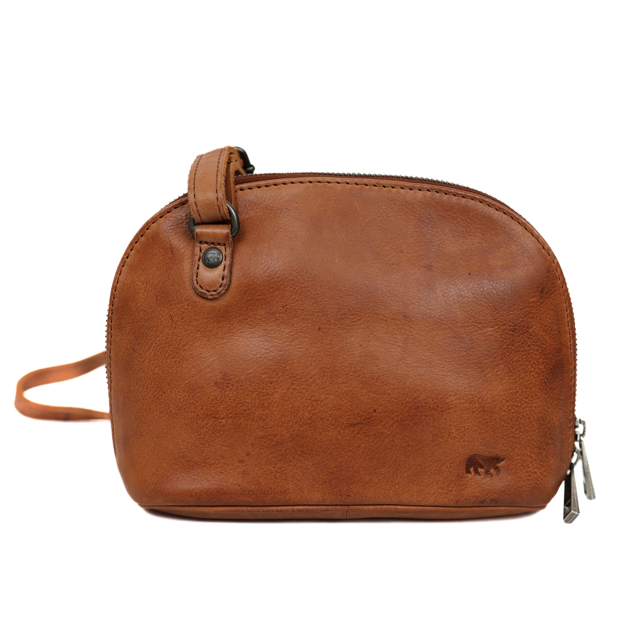 Schoudertasje met rits 'Hidde' cognac