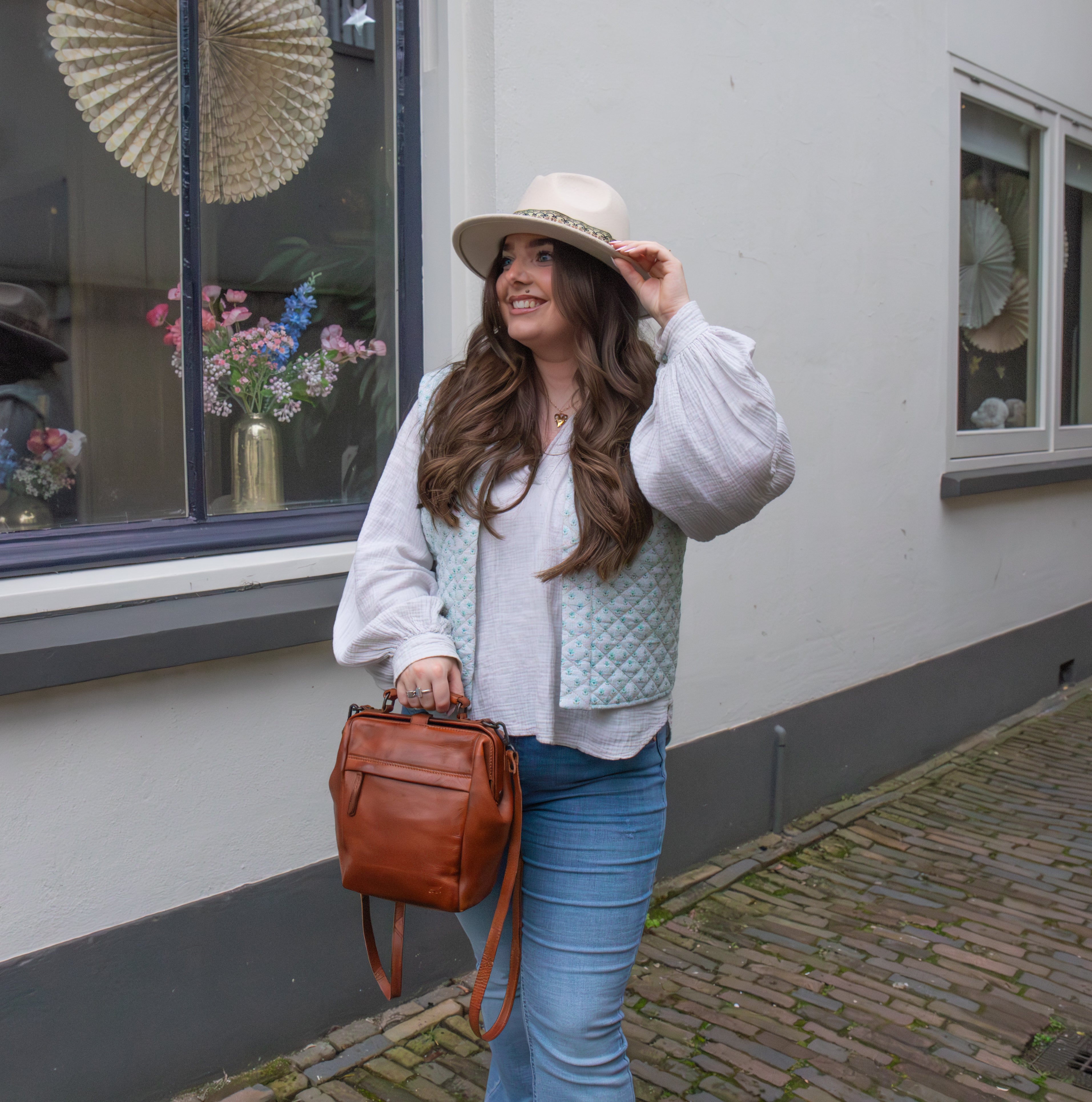 Dokterstasje/rugzak 'Shelly' cognac