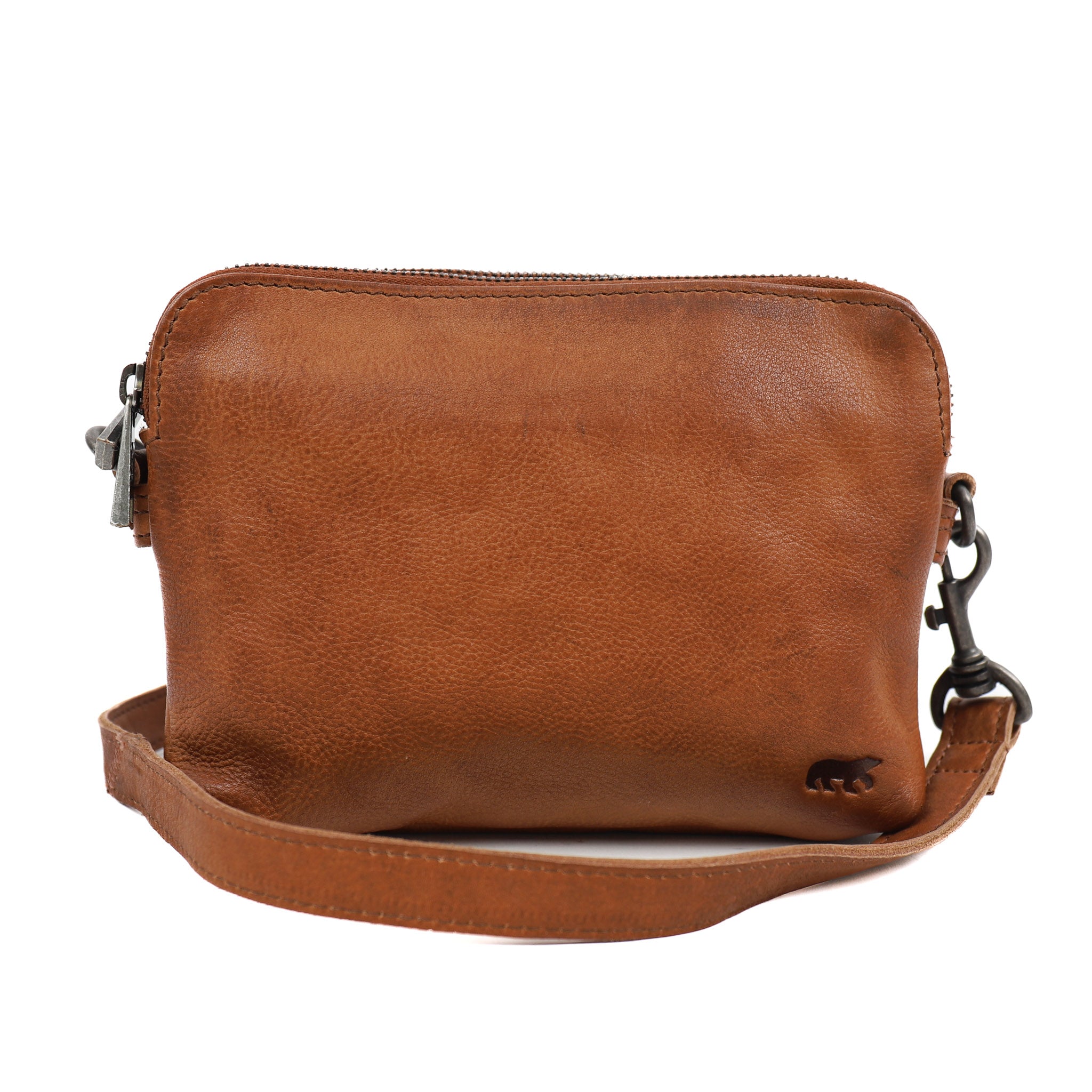 Unisex schoudertasje 'Simon' cognac