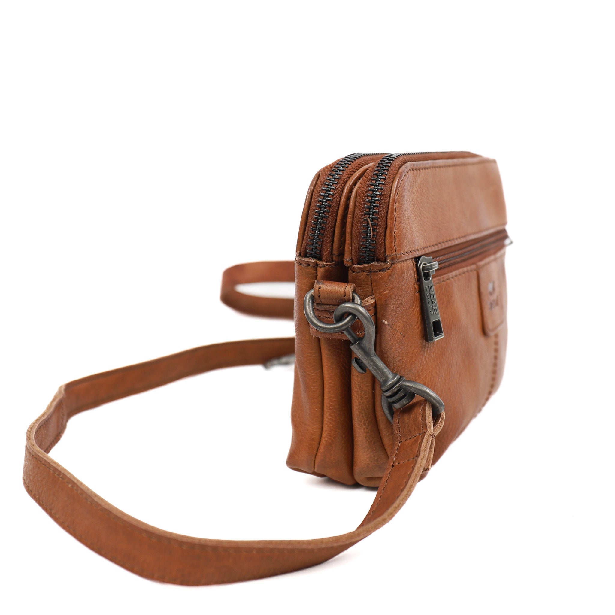 Unisex schoudertasje 'Simon' cognac