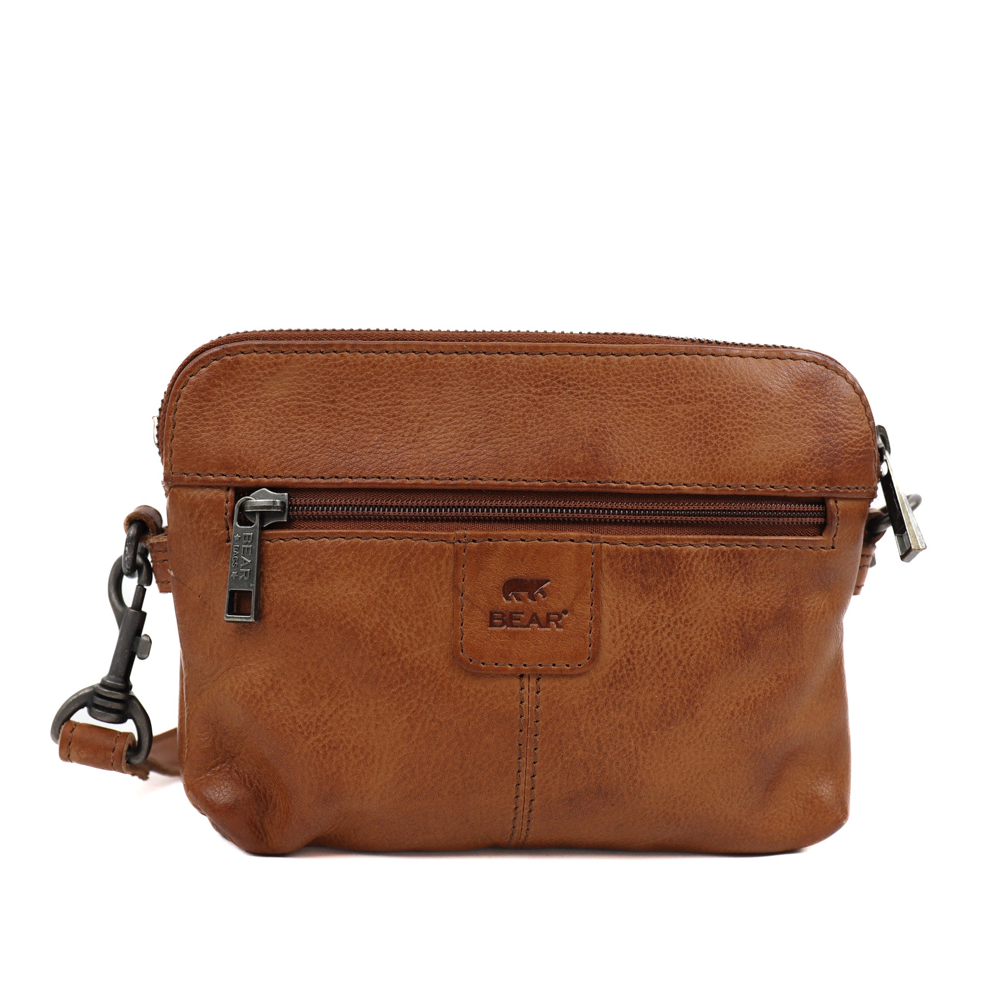 Unisex schoudertasje 'Simon' cognac