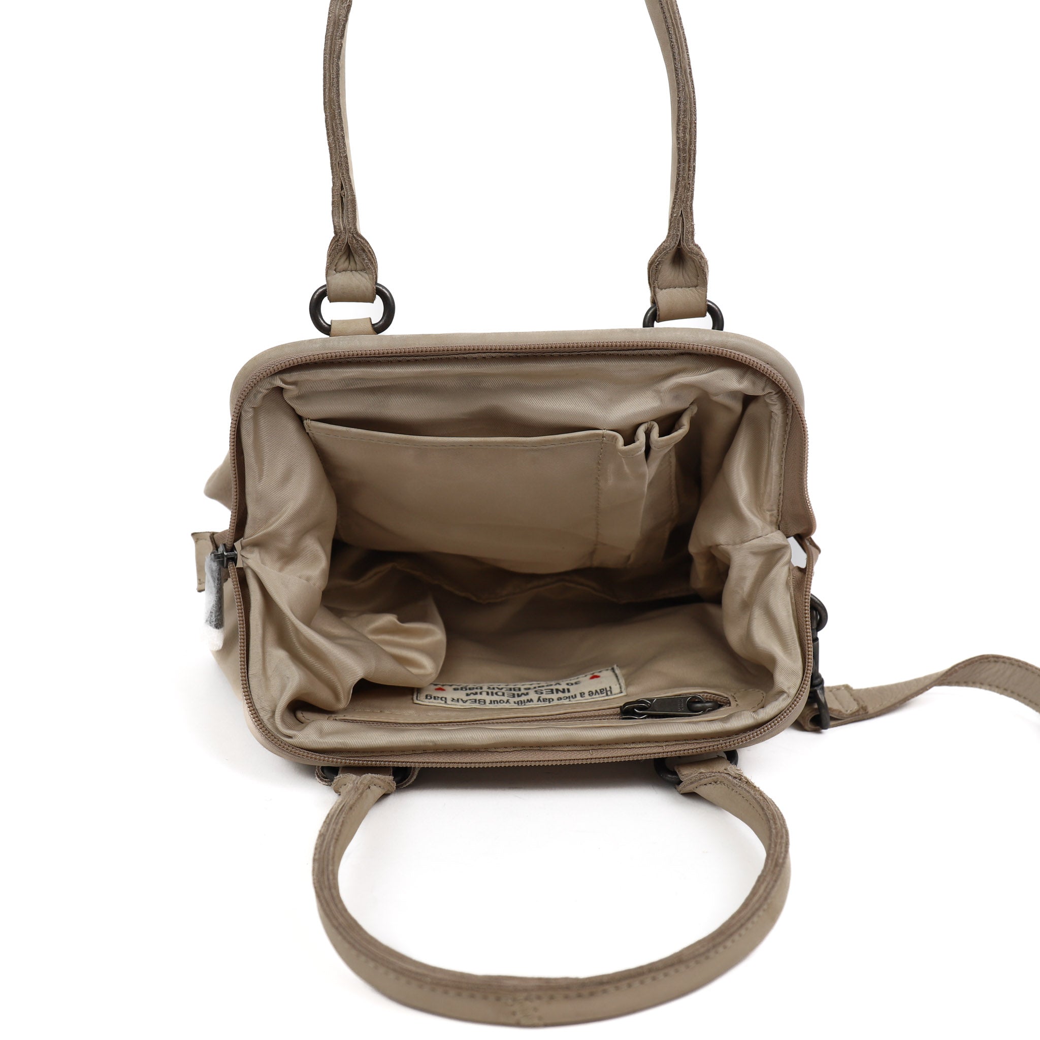 Hand/shoulder bag with bracket closure 'Ines' M Feather