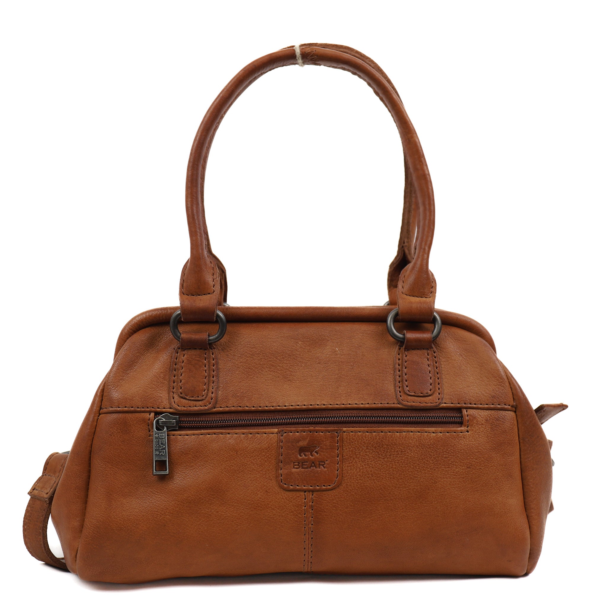 Hand/shoulder bag with bracket closure 'Ines' M cognac