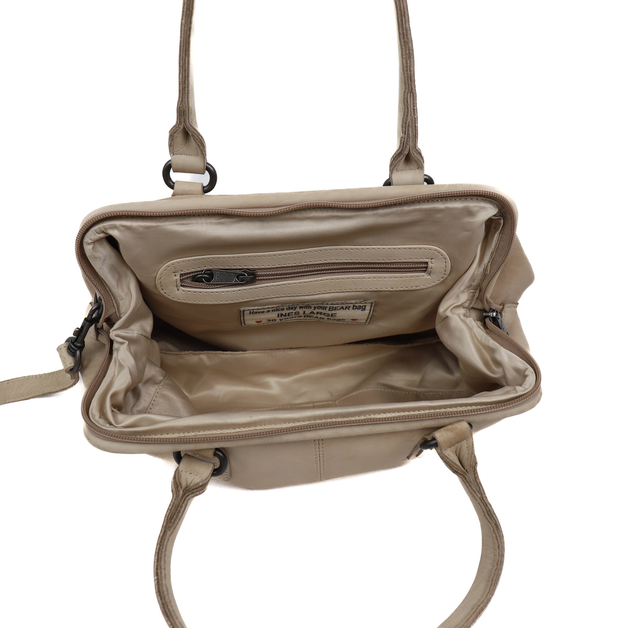 Hand/shoulder bag with bracket closure 'Ines' L Feather