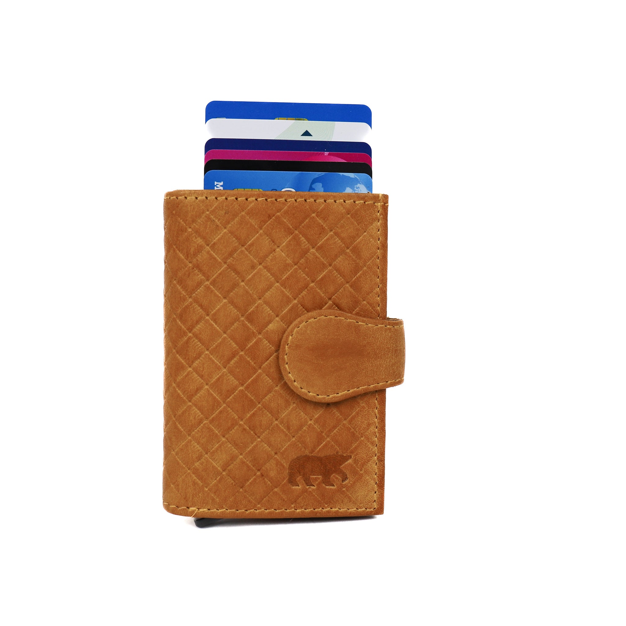 Woven card holder 'Elsie' yellow