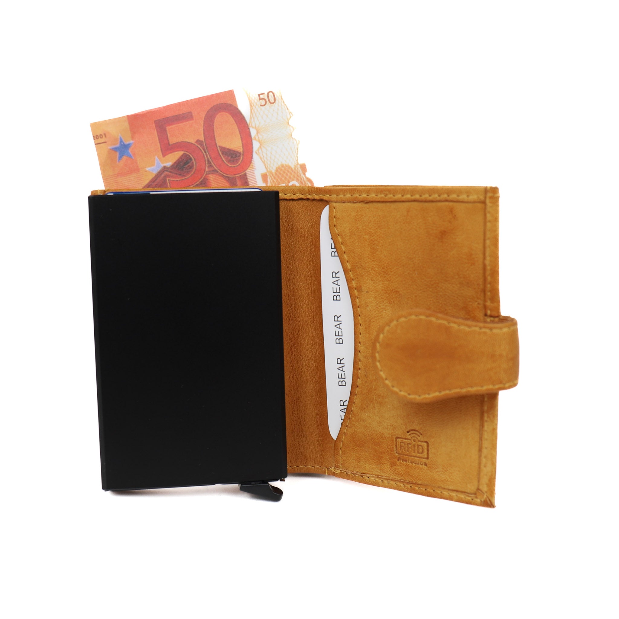 Woven card holder 'Elsie' yellow