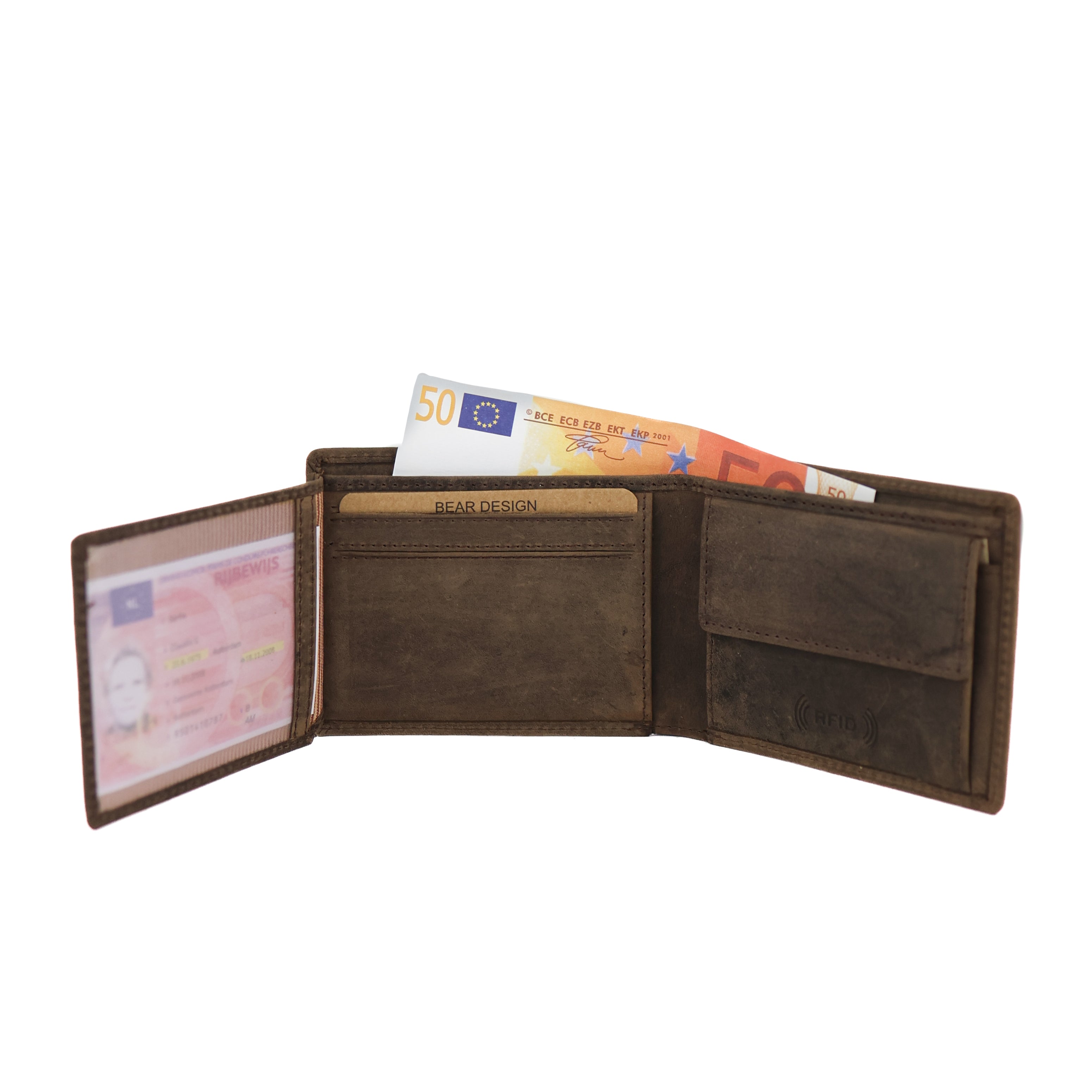 Kleine heren portemonnee/billfold 'Lucas' bruin