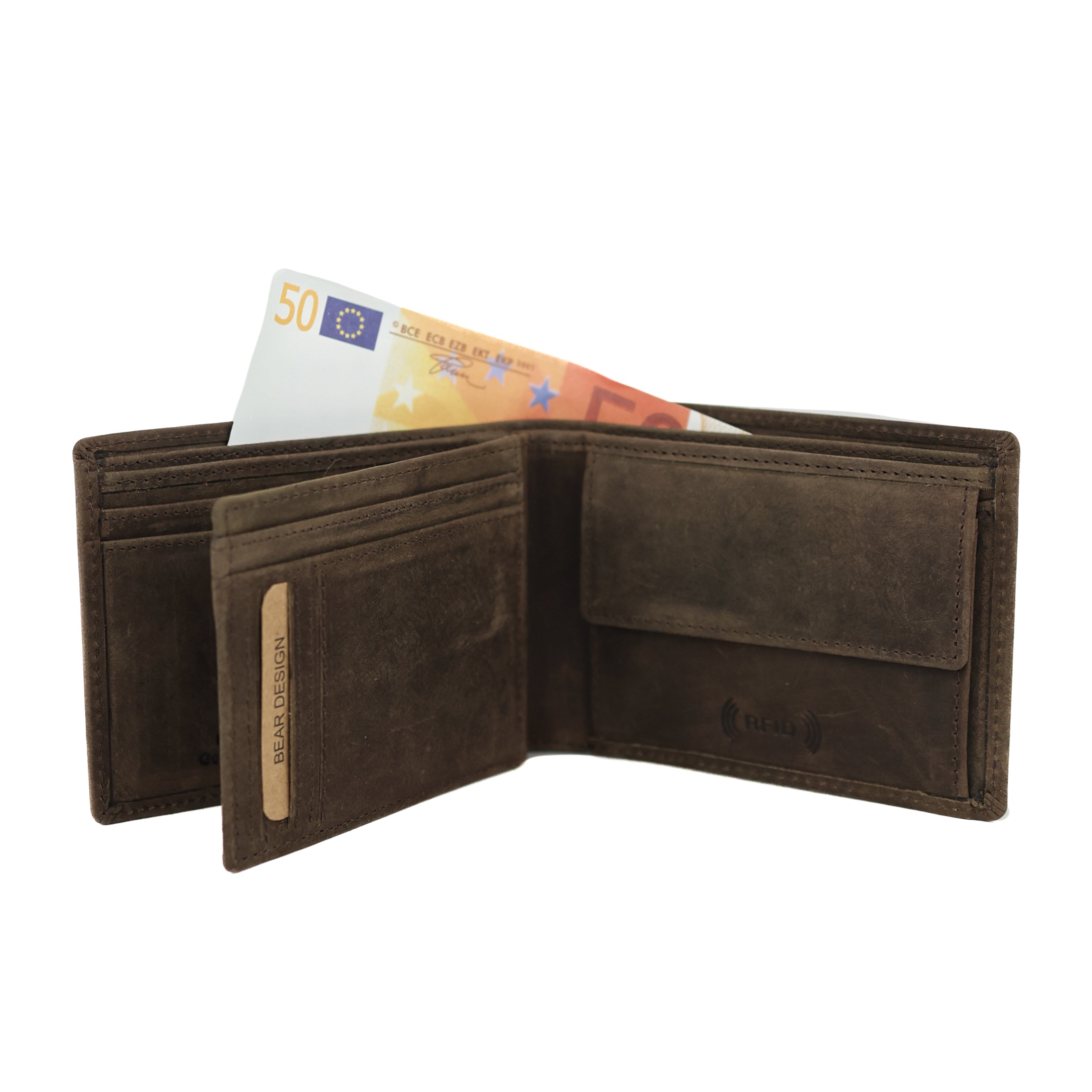 Ruime herenportemonnee/billfold 'Floris' bruin