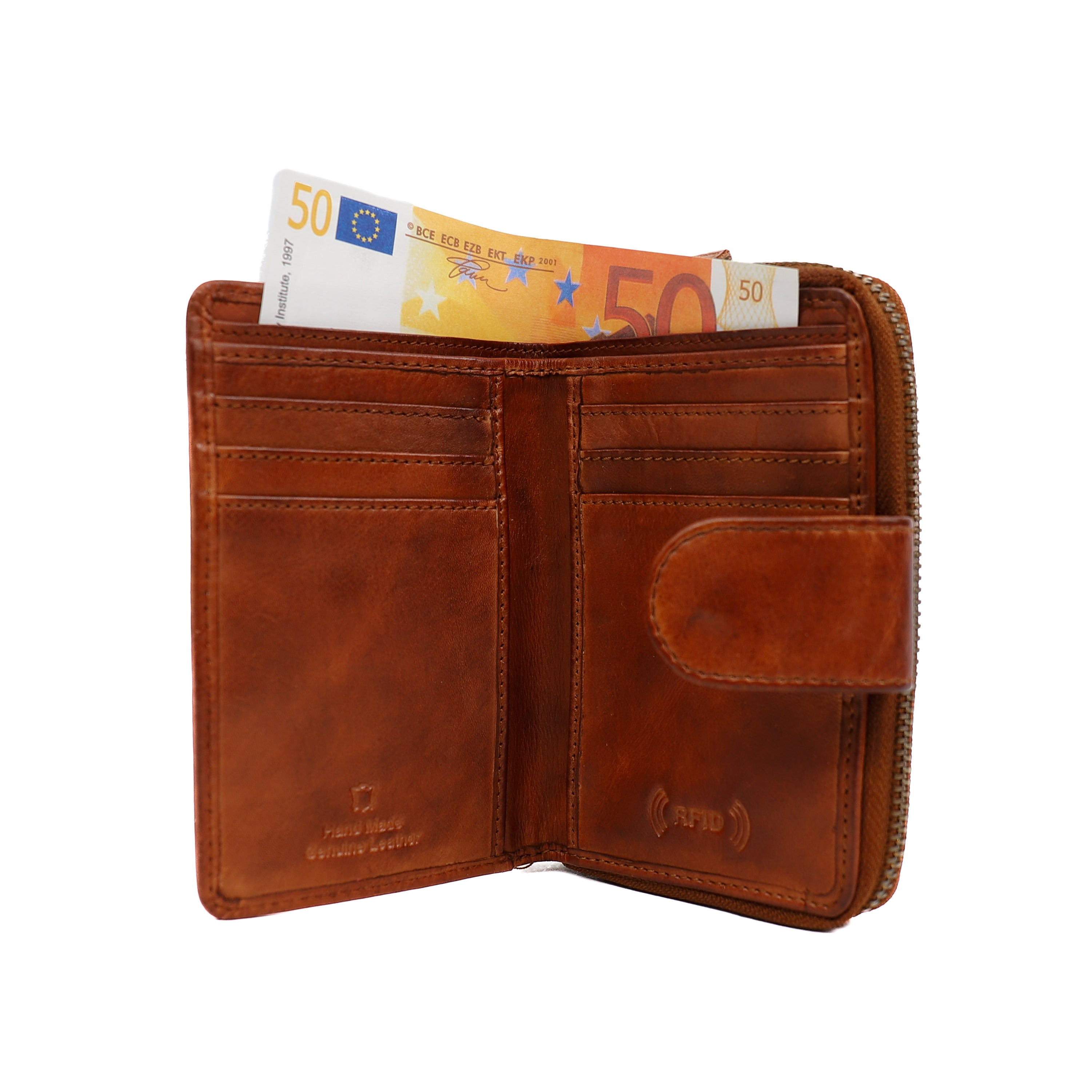 Ritsportemonnee 'Loet' cognac
