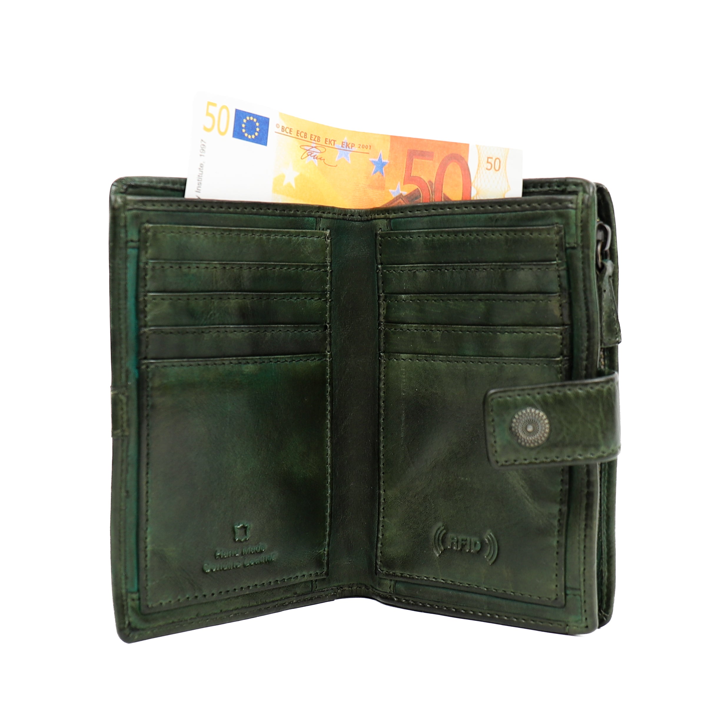 Wallet 'Sanne' green studs