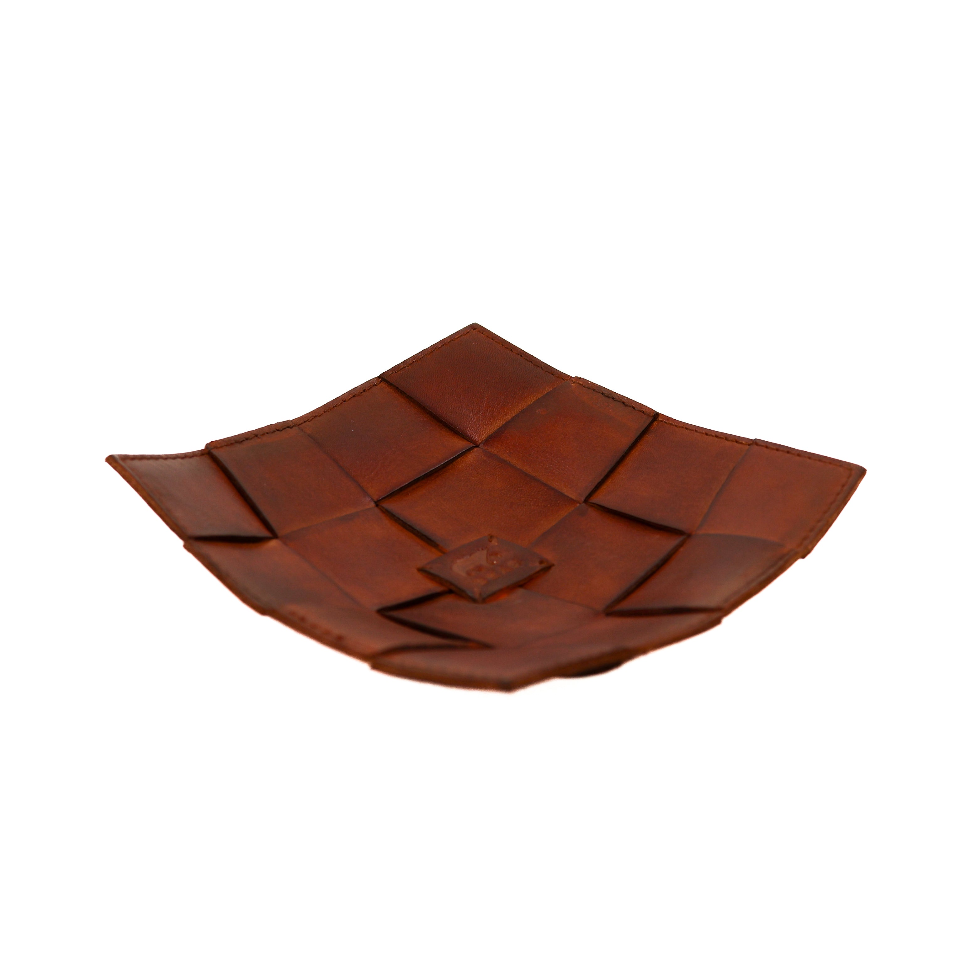 Leren decoratie tray/presenteerschaal 'Isabel' cognac