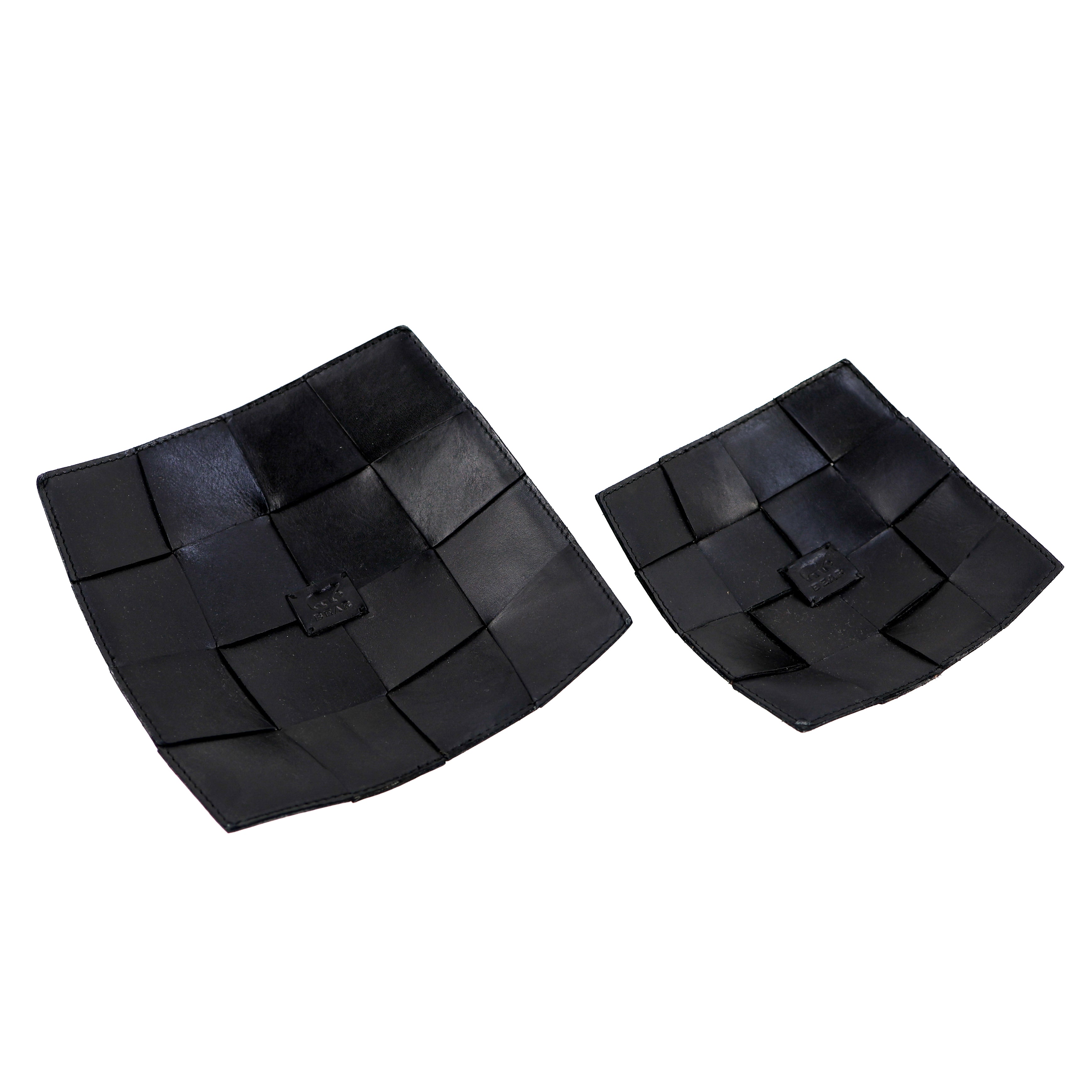 Leren decoratie tray/presenteerschaal 'Isabel' zwart