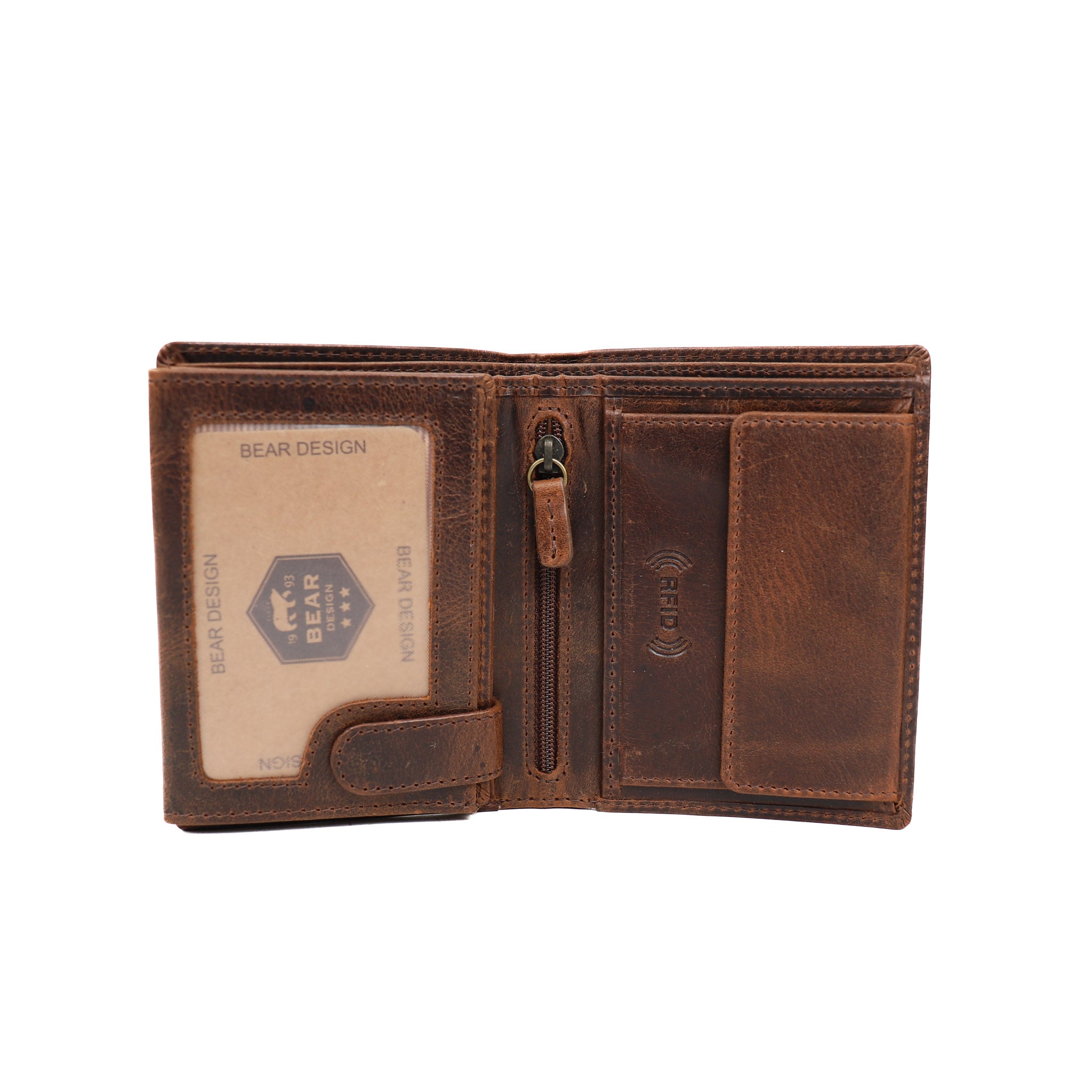 Hoge billfold 'Klaas' vintage bruin
