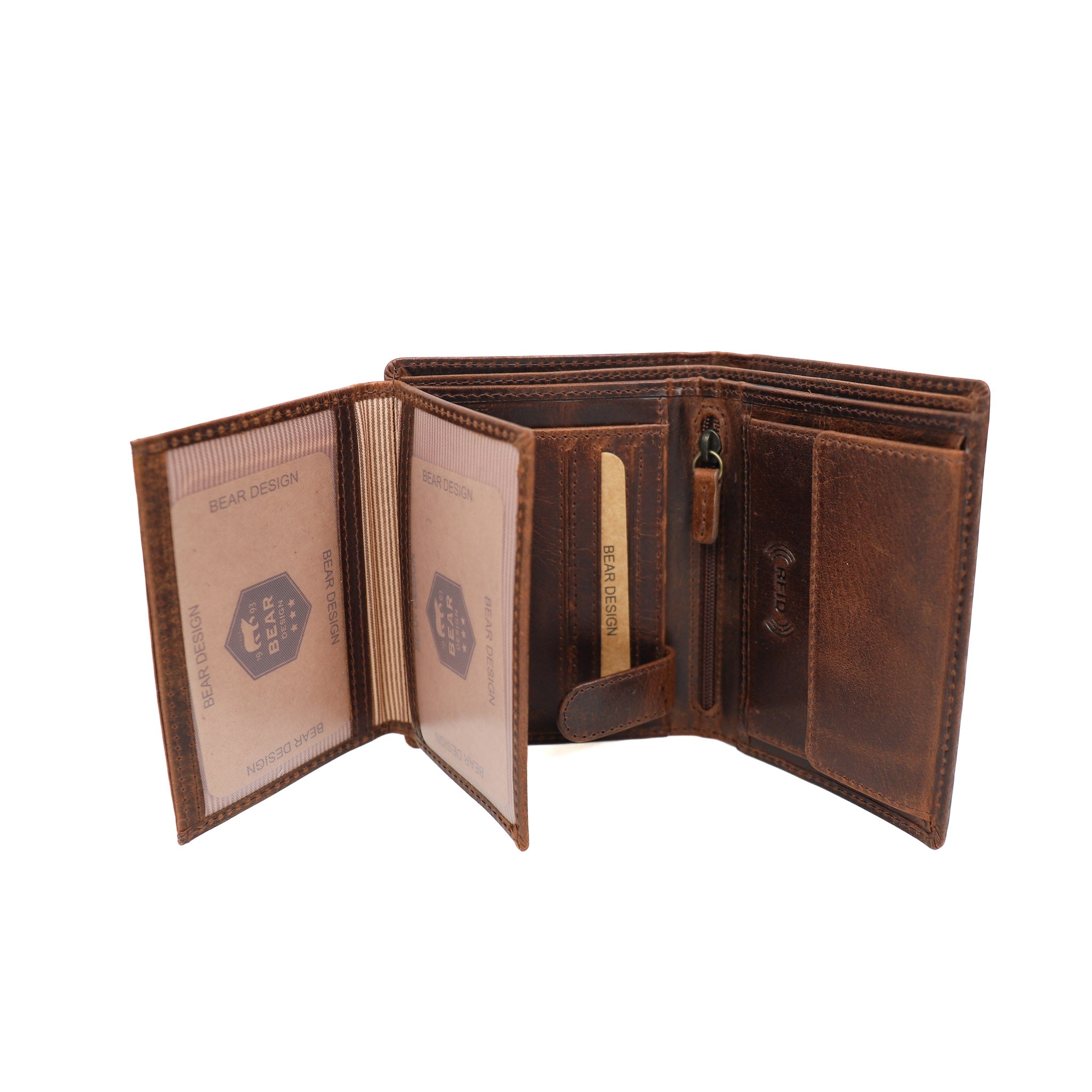 Hoge billfold 'Klaas' vintage bruin