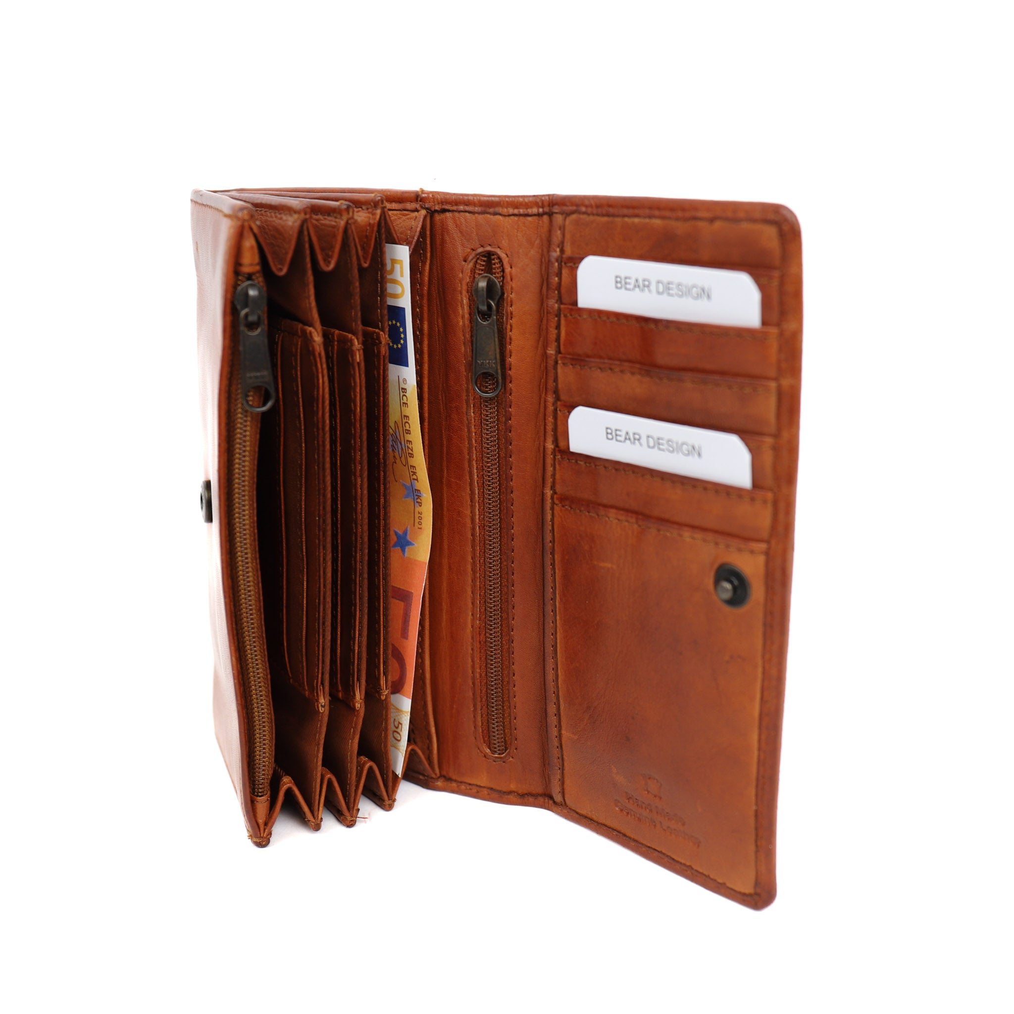 Overslag portemonnee 'Noor' cognac