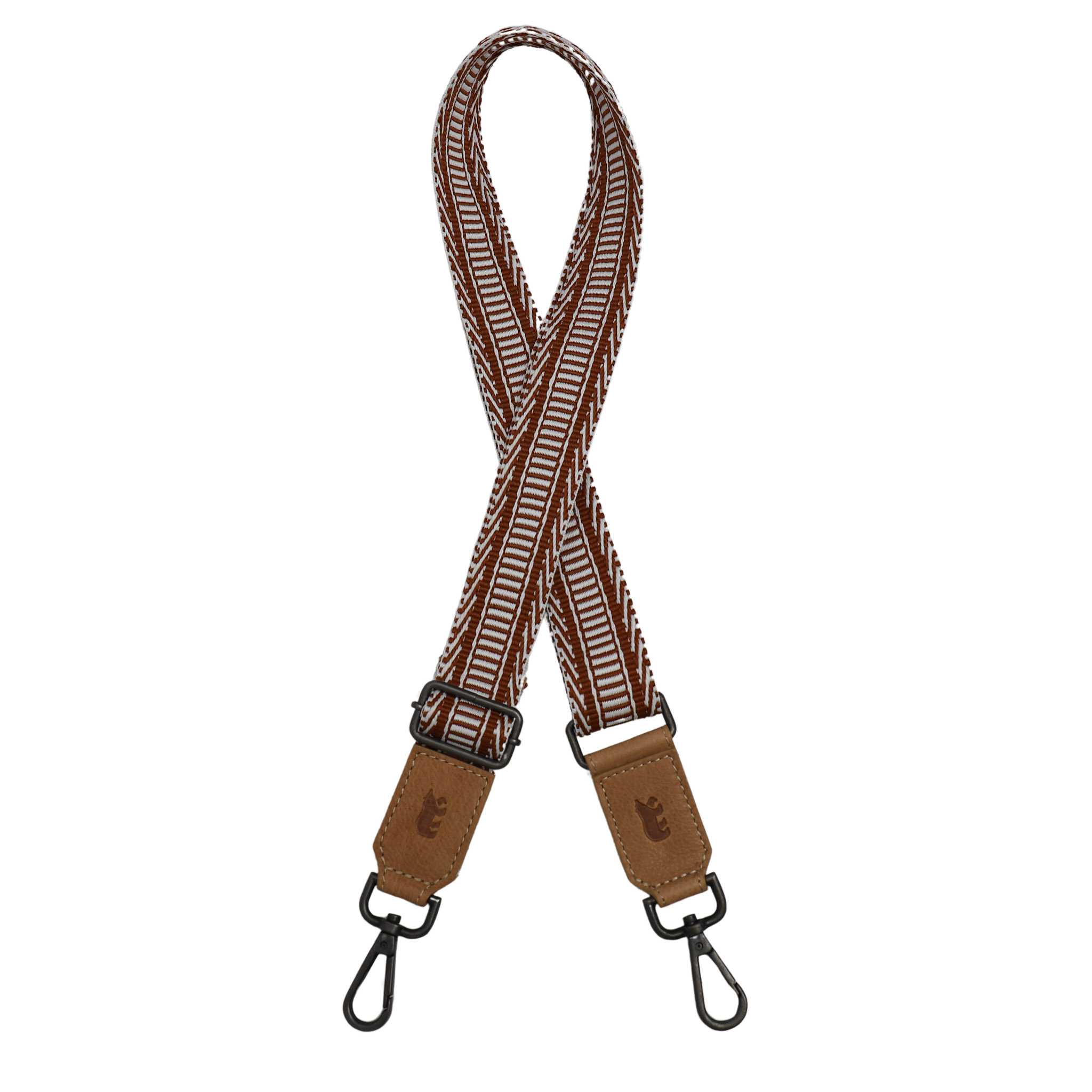 Bag strap 'Pattern' cognac/wit