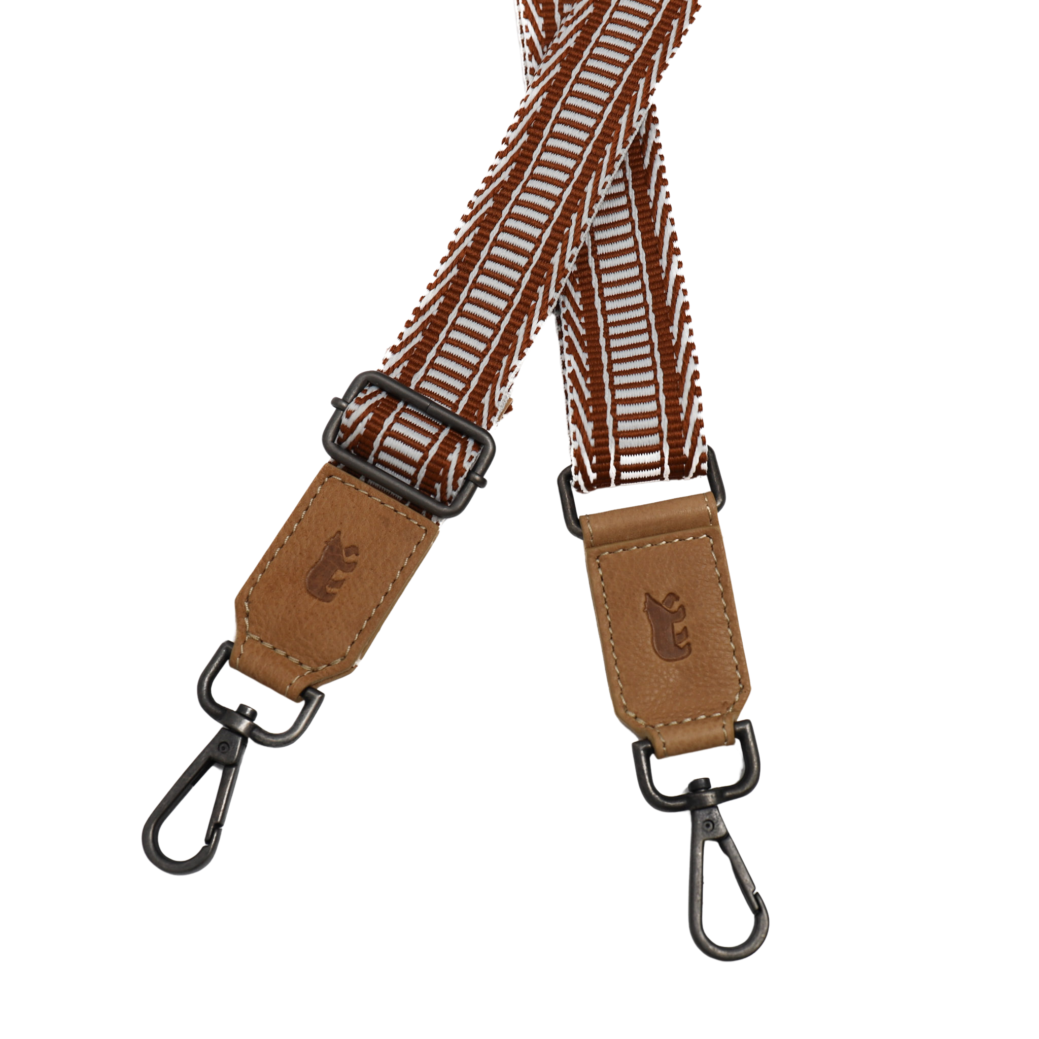 Bag strap 'Pattern' cognac/wit
