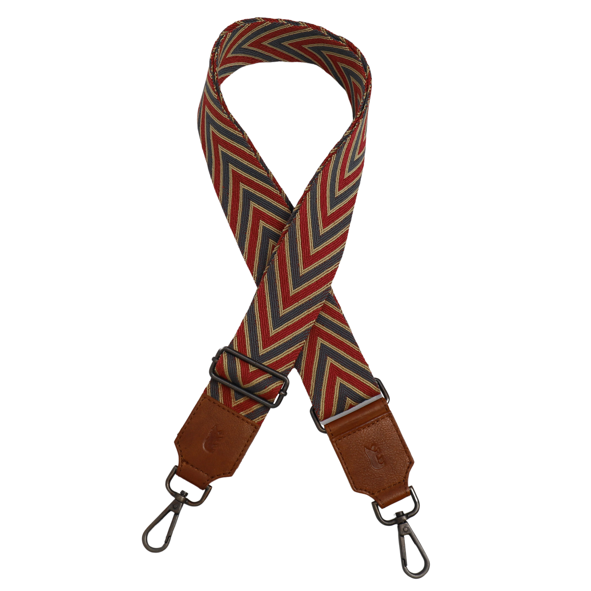 Bag strap 'Arrow' rood/blauw/cognac