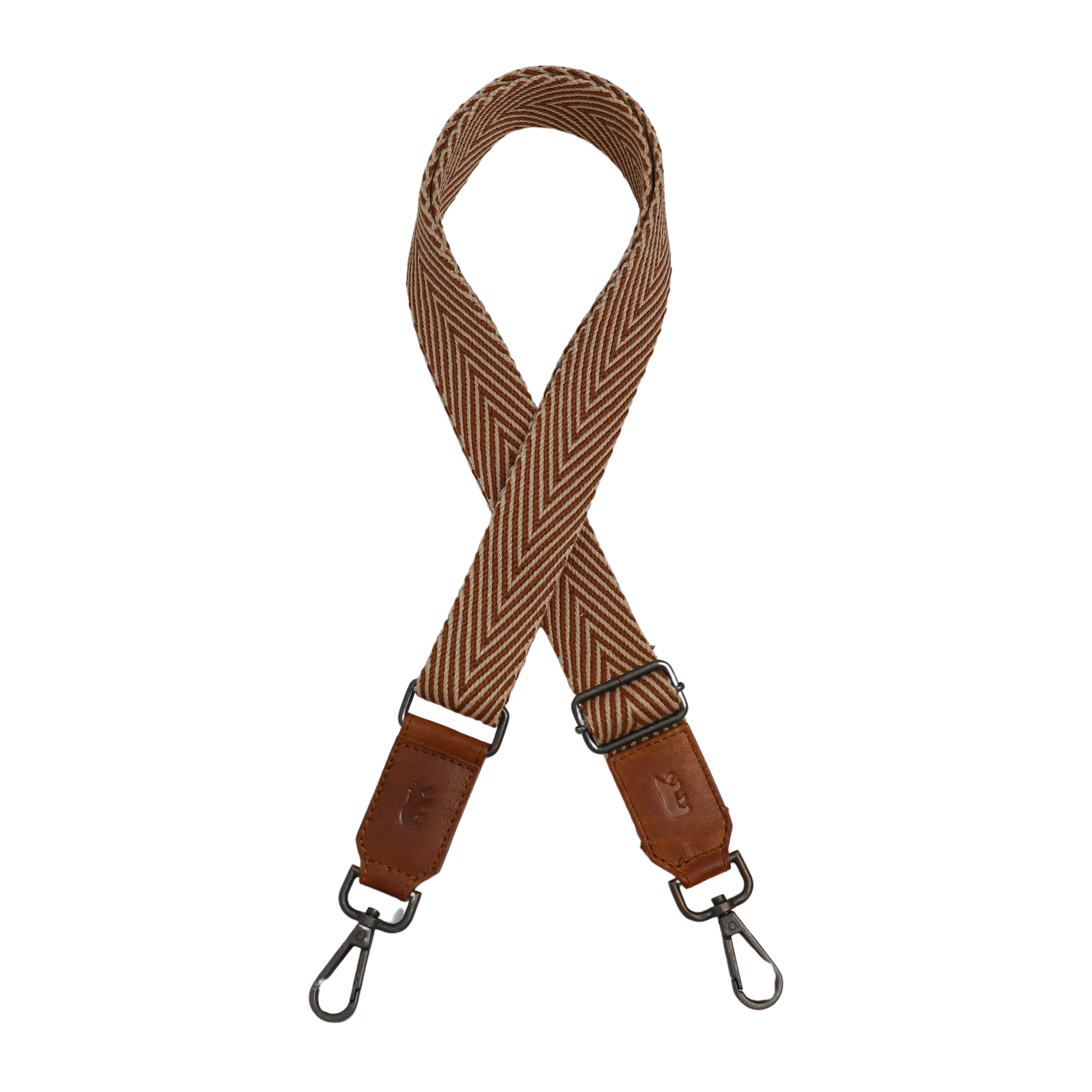 Bag strap 'Arrow' cognac/beige