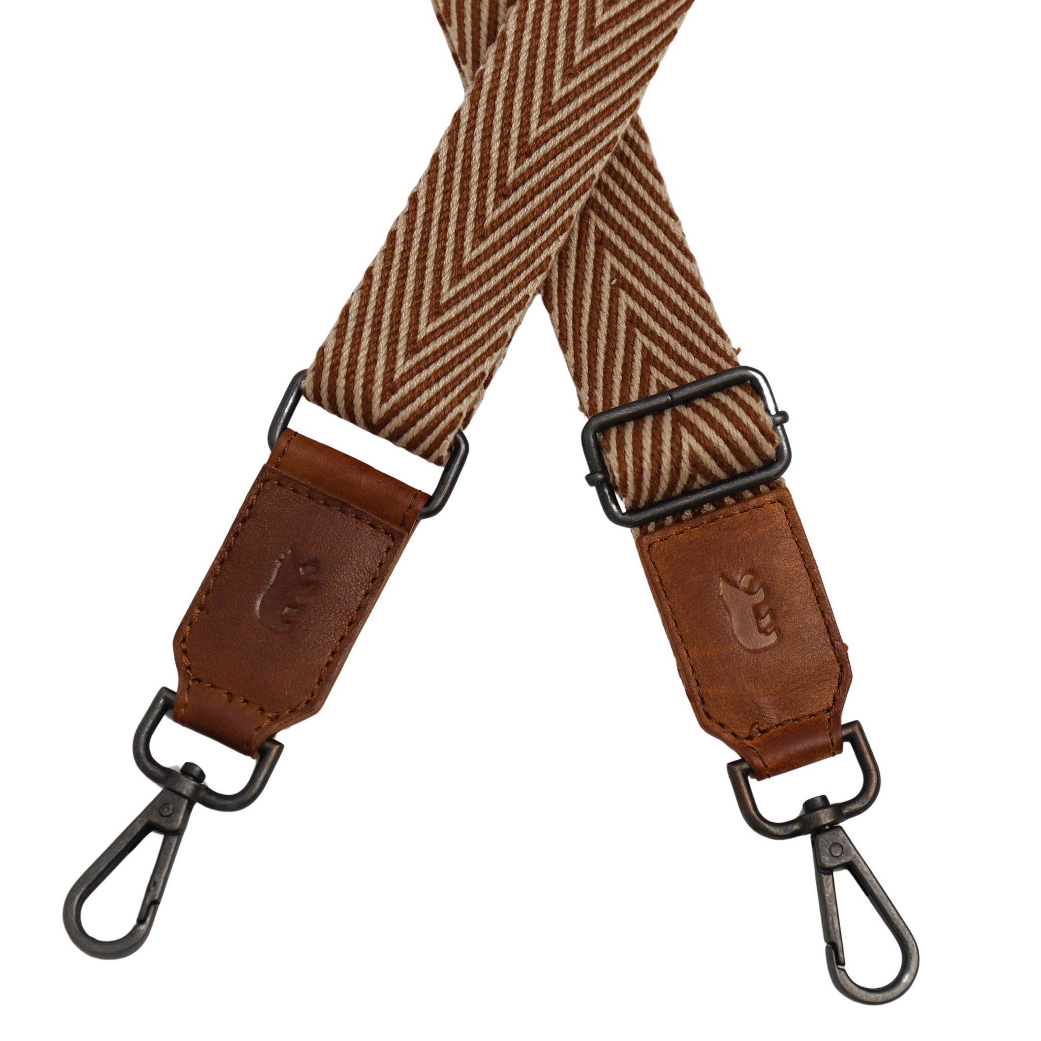 Bag strap 'Arrow' cognac/beige