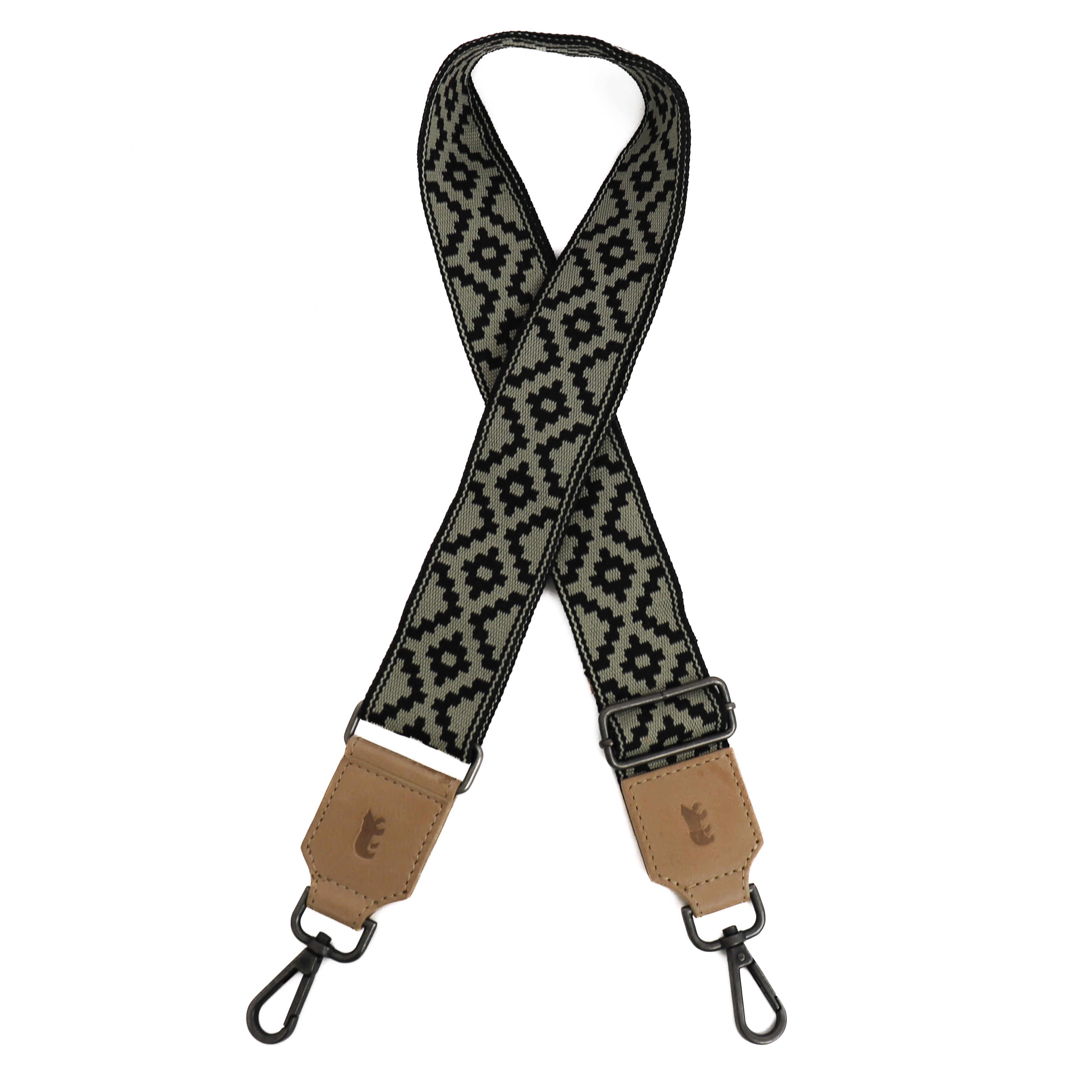 Bag strap 'Diamonds' beige/zwart