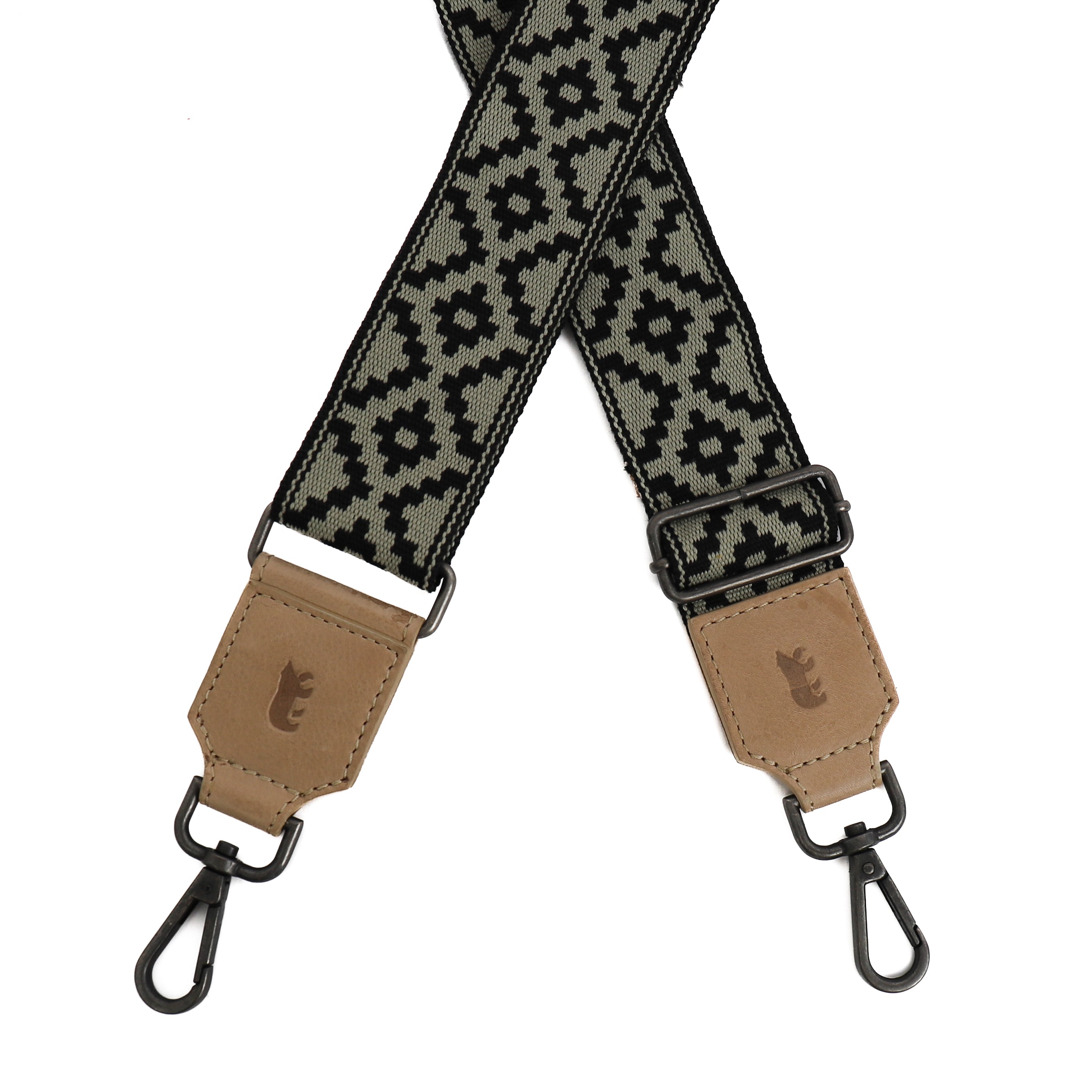 Bag strap 'Diamonds' beige/zwart