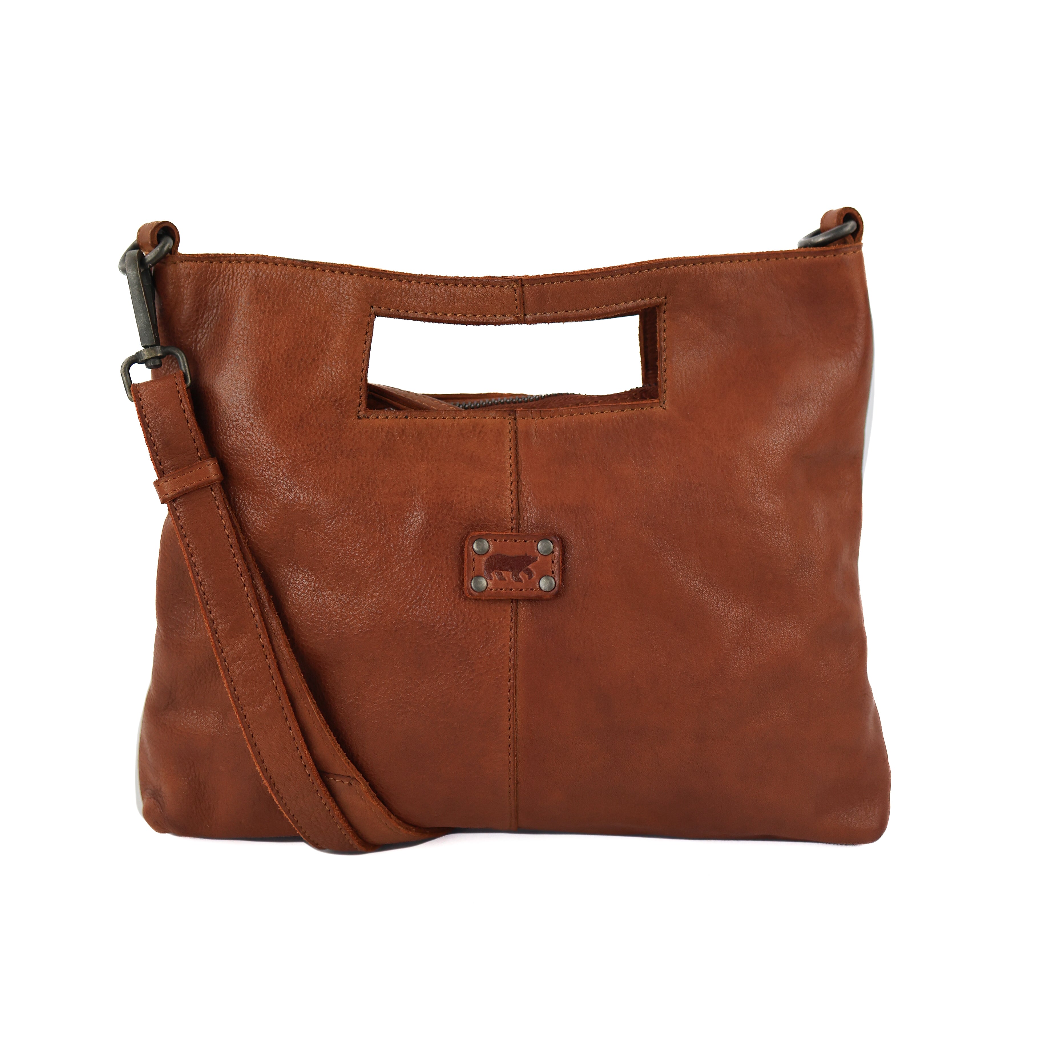 Clutch/schoudertasje 'Feline' cognac