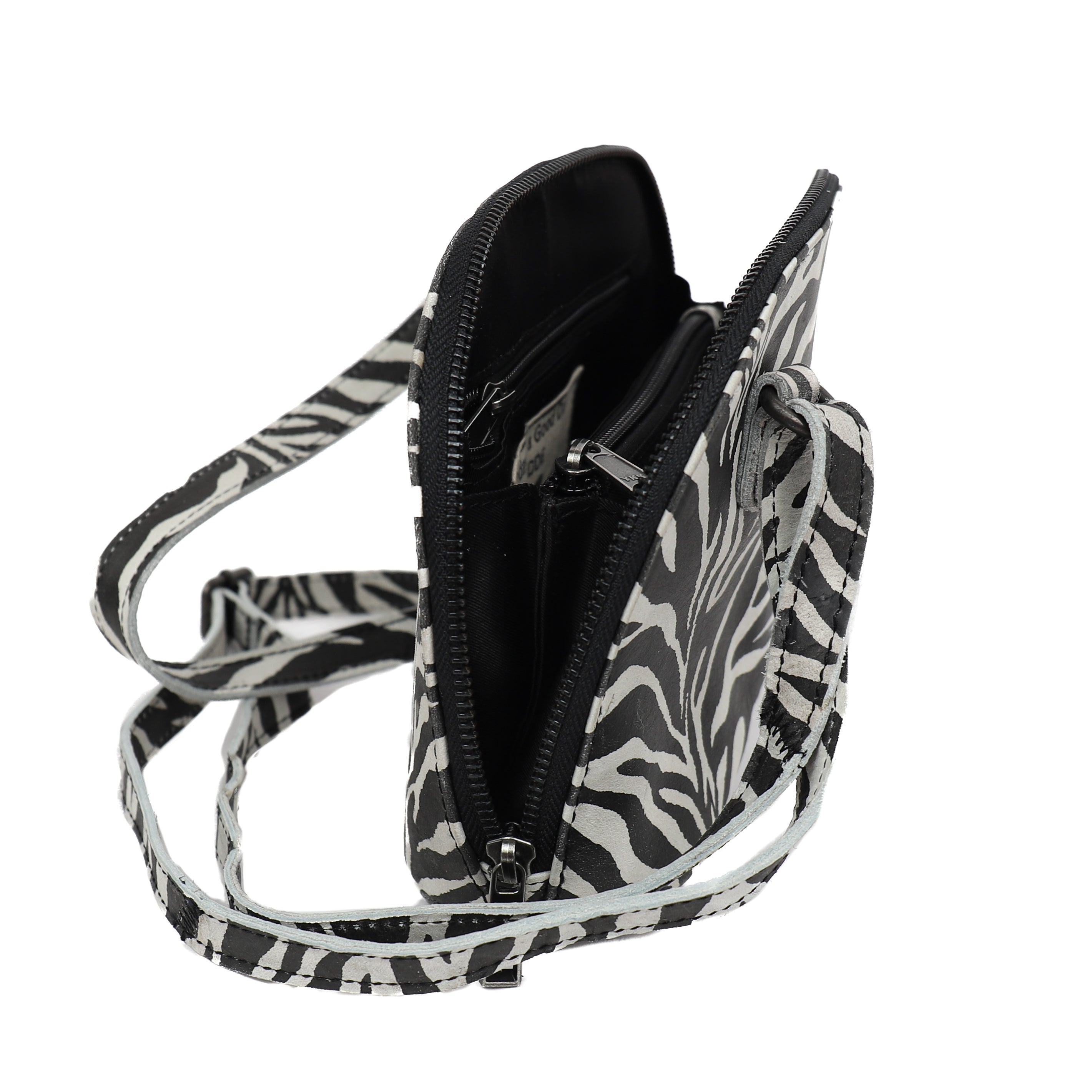 Schoudertasje met rits 'Hidde' zebra