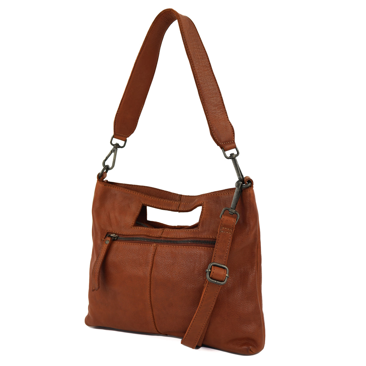 Clutch/schoudertasje 'Feline' cognac