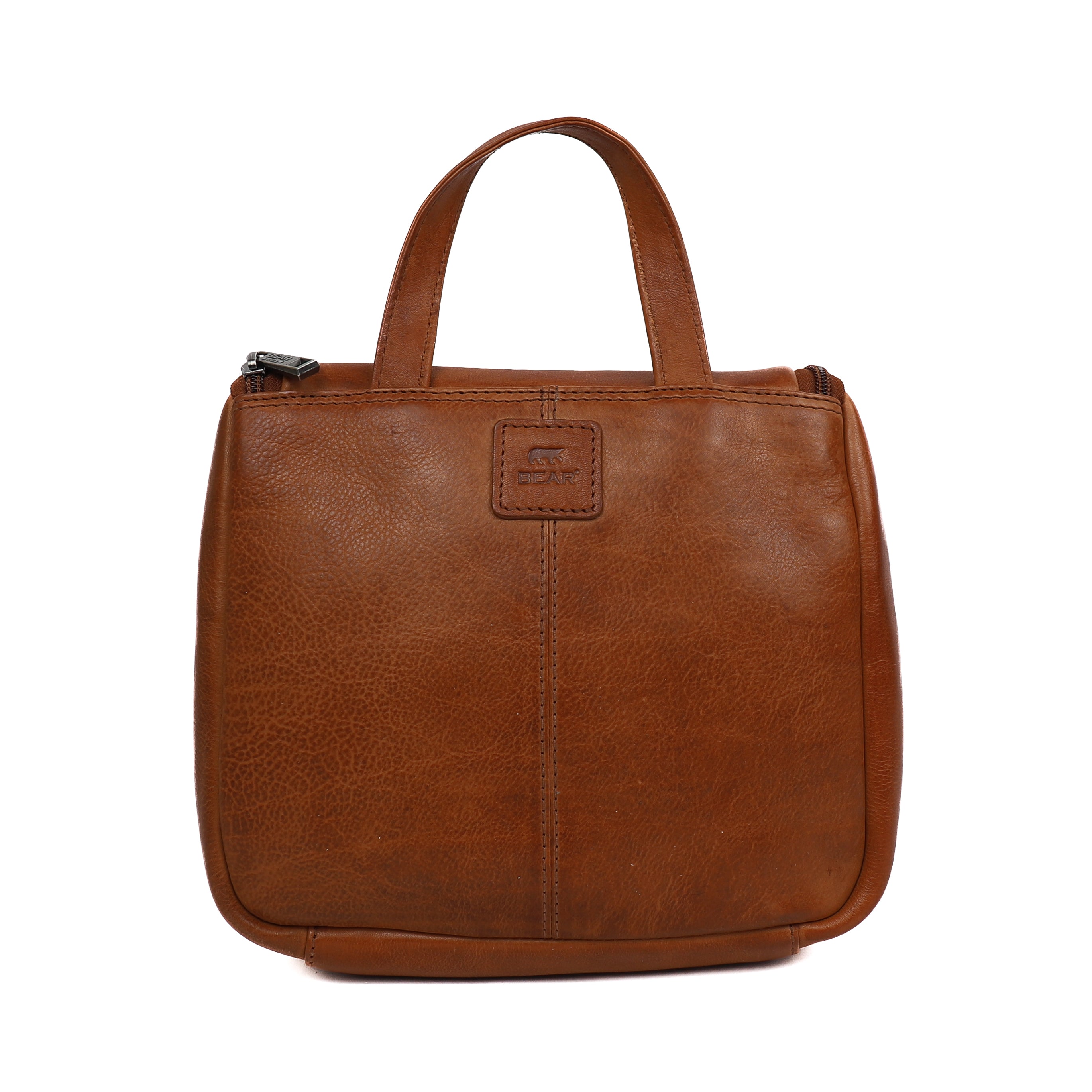 Hanging toiletry bag with hook 'Martin' cognac