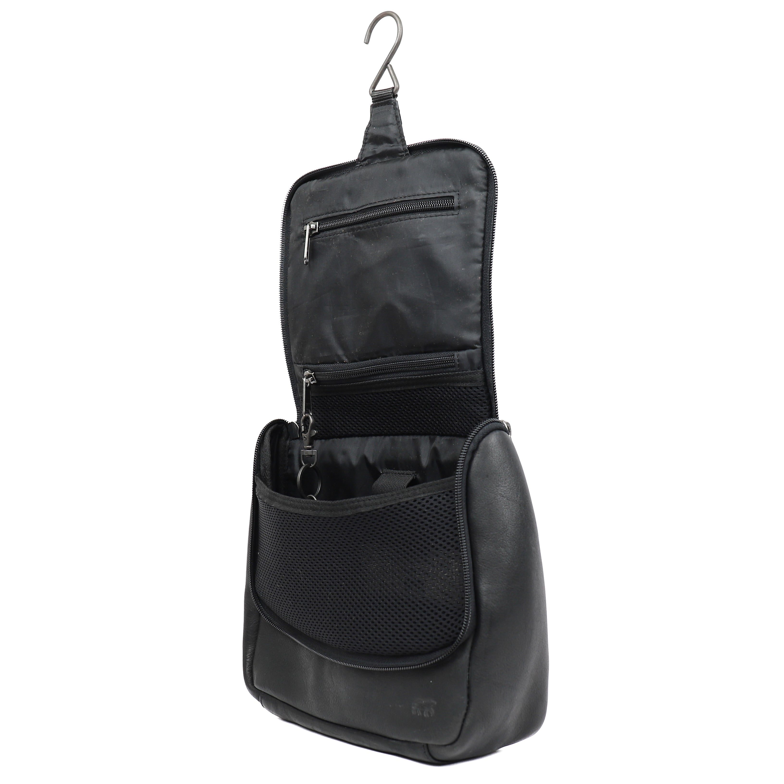 Hanging toiletry bag with hook 'Martin' black