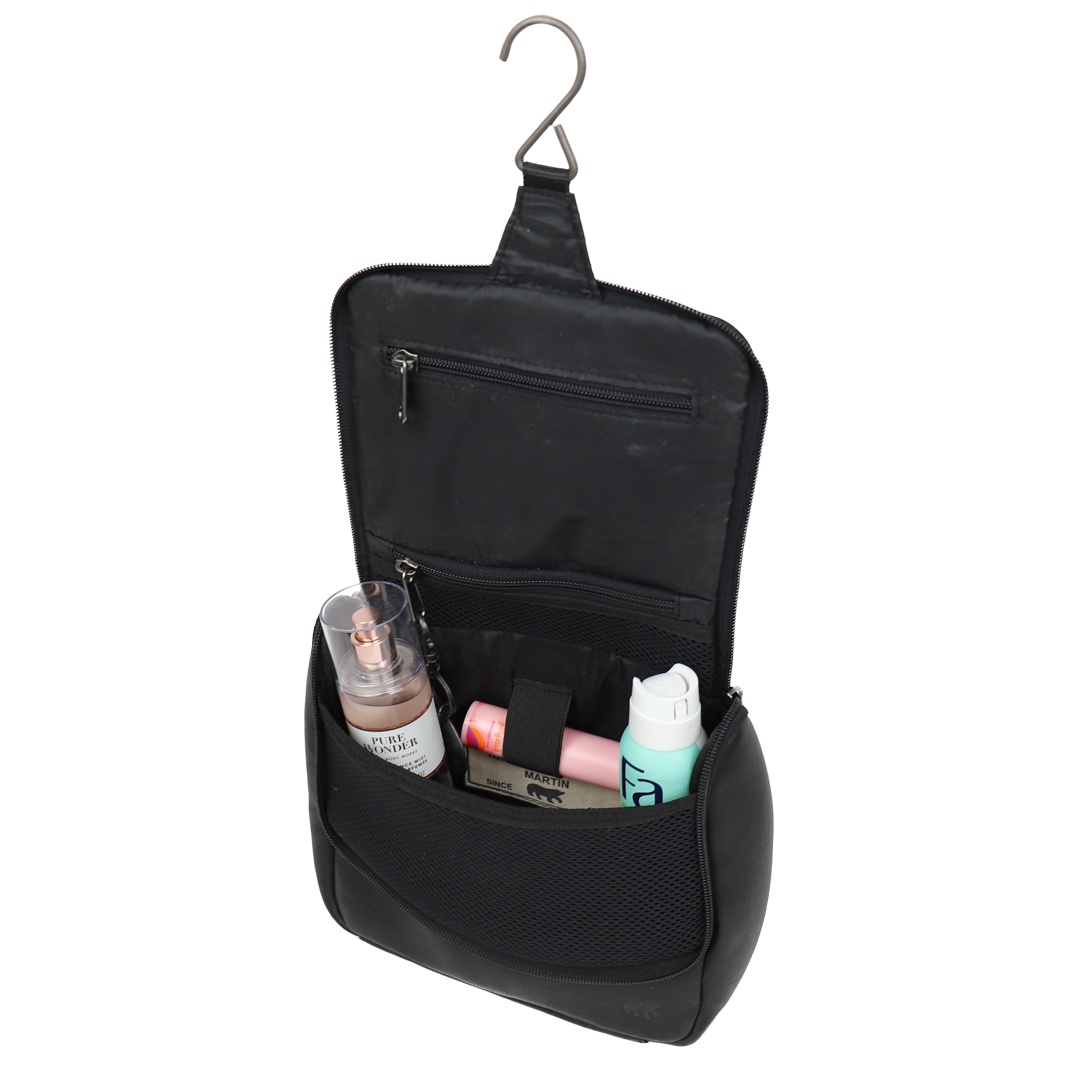 Hanging toiletry bag with hook 'Martin' black