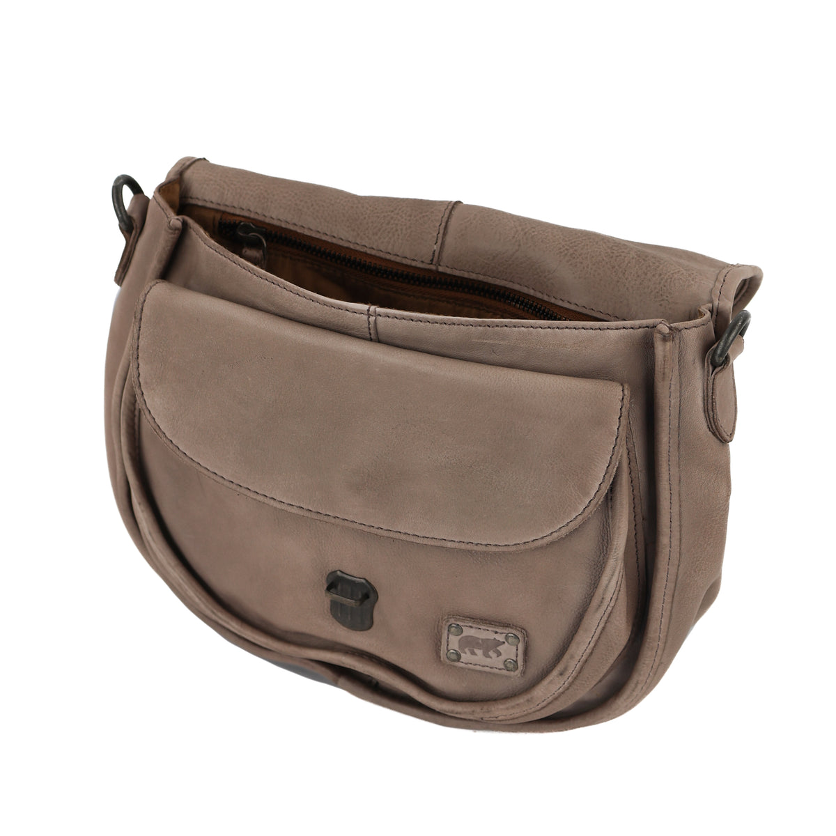 Schoudertas met flap 'Roxanne' taupe