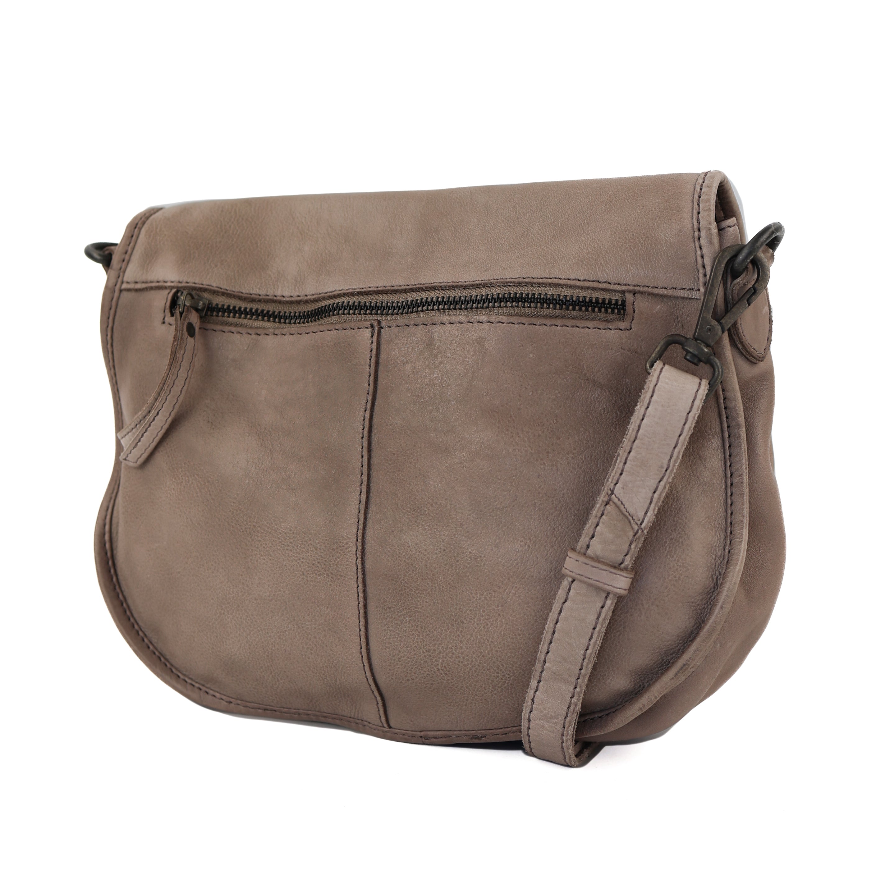 Schoudertas met flap 'Roxanne' taupe
