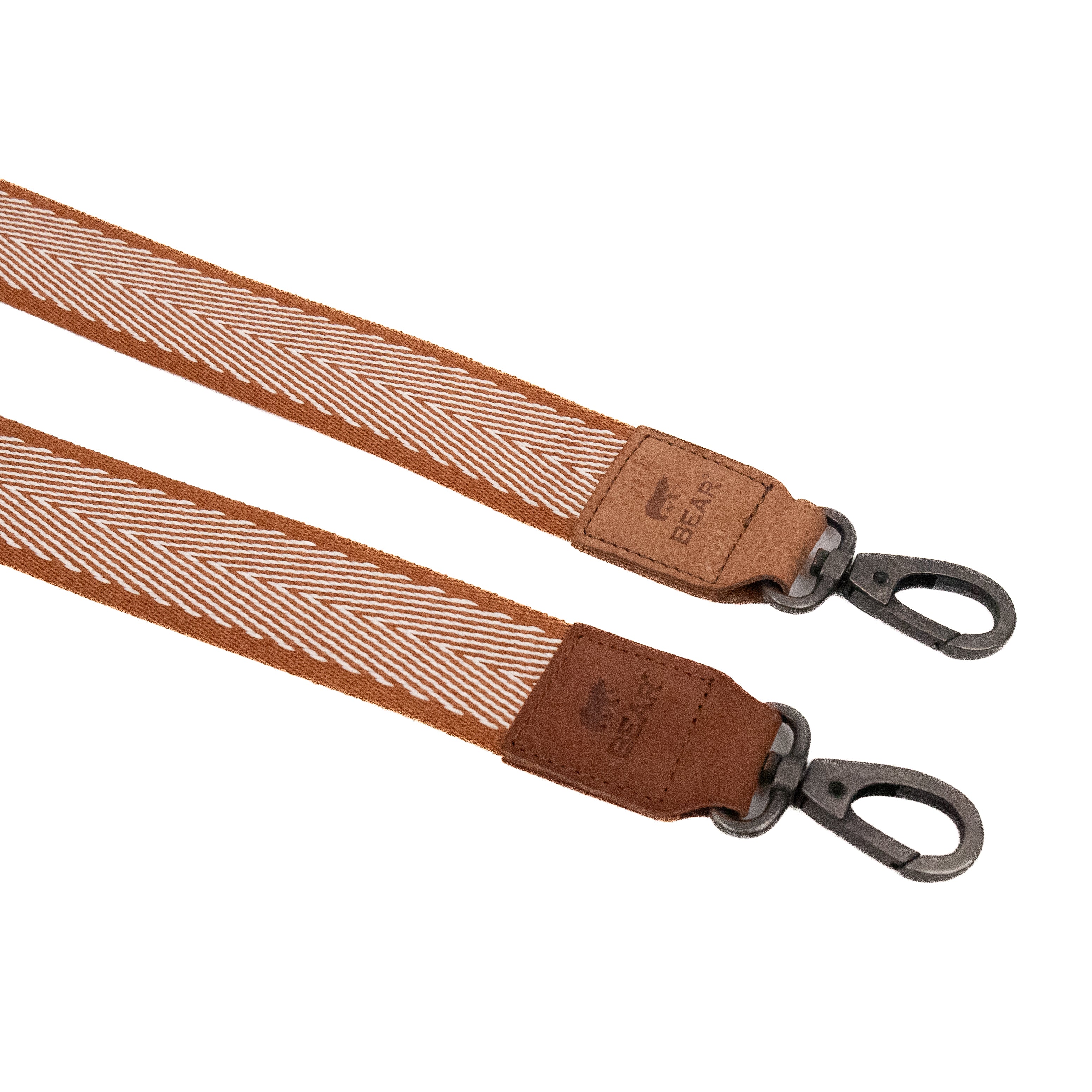 Bag strap 'Arrow' cognac/wit