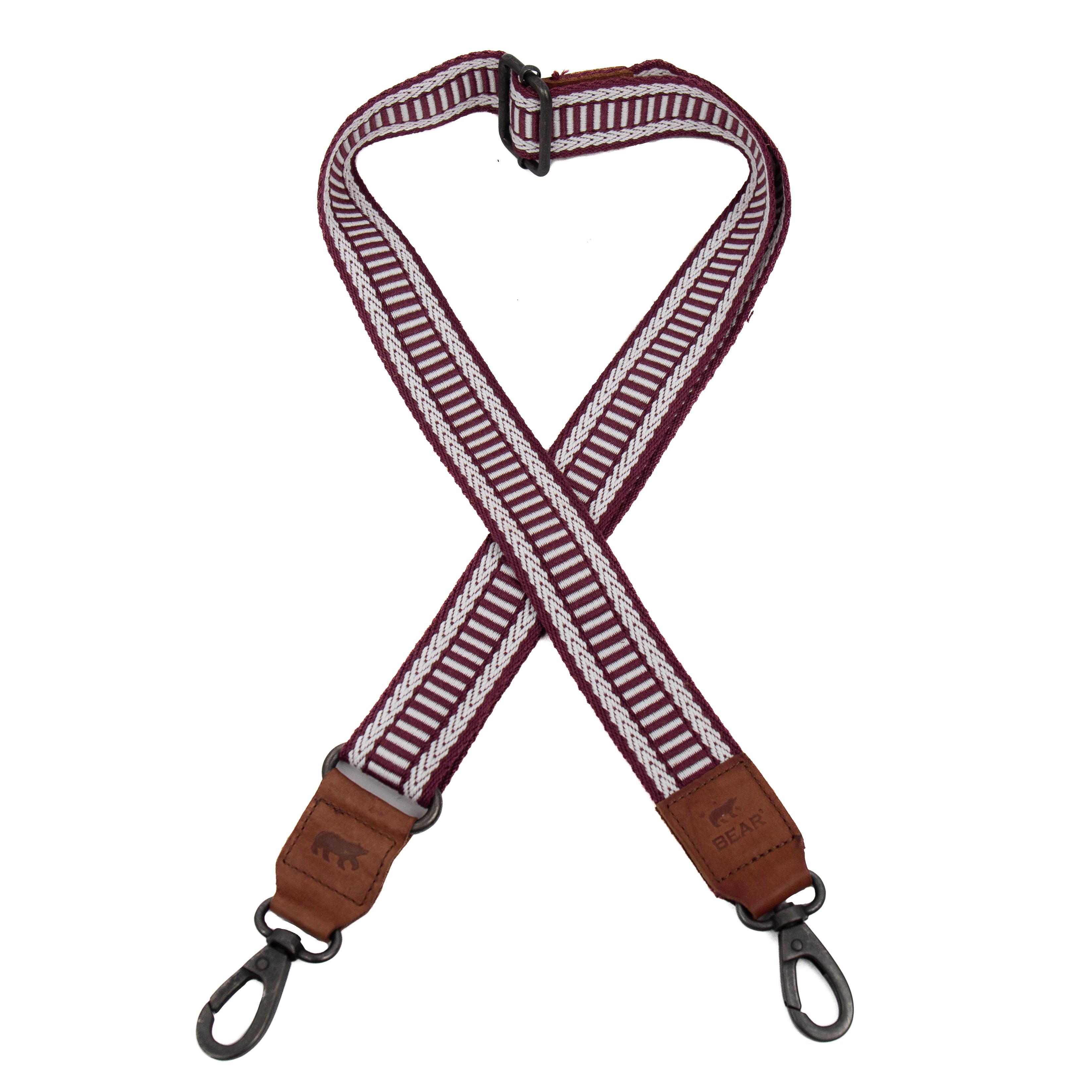 Bag strap 'Pattern' bordeaux/wit/cognac