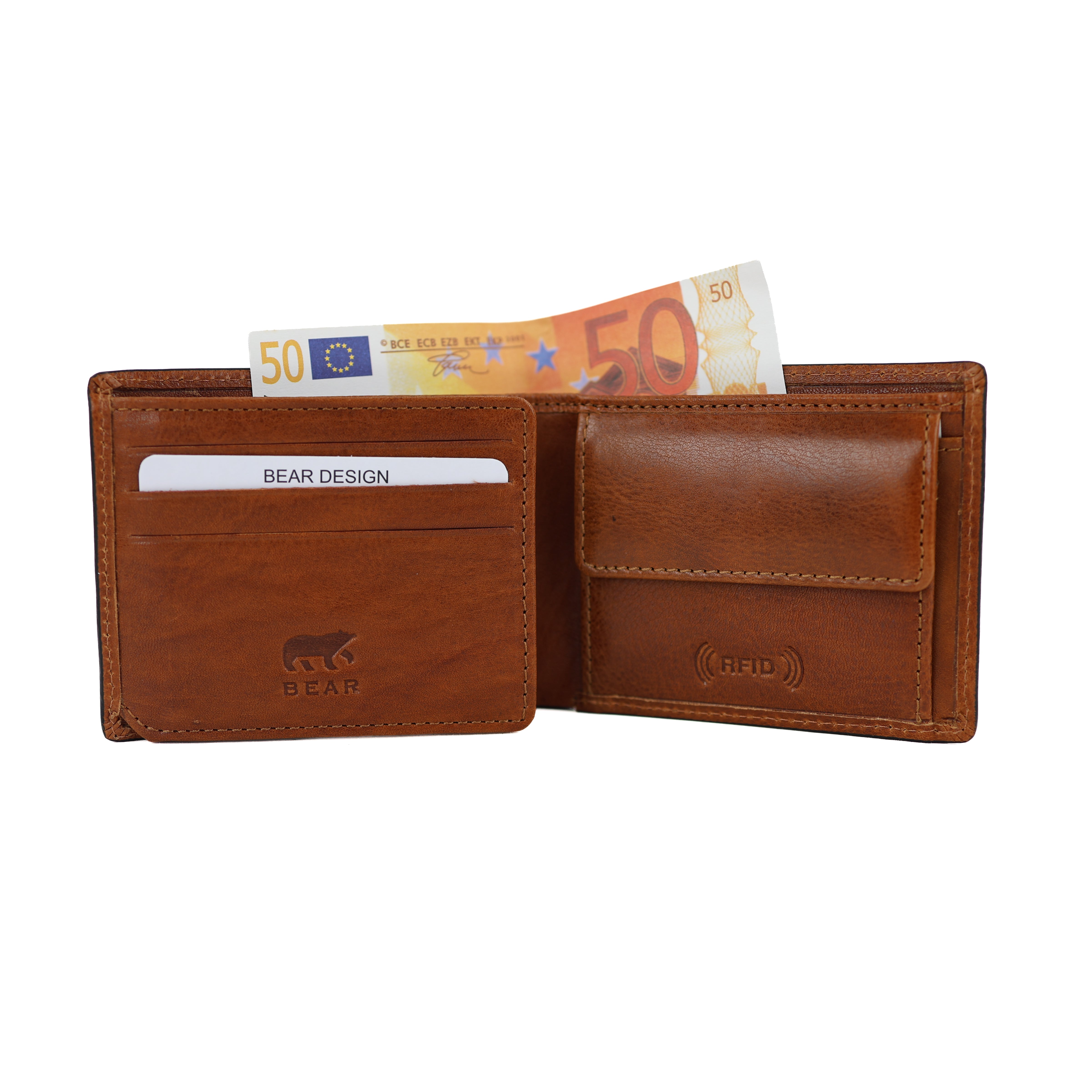 Luxe heren portemonnee/billfold 'Stefano' cognac