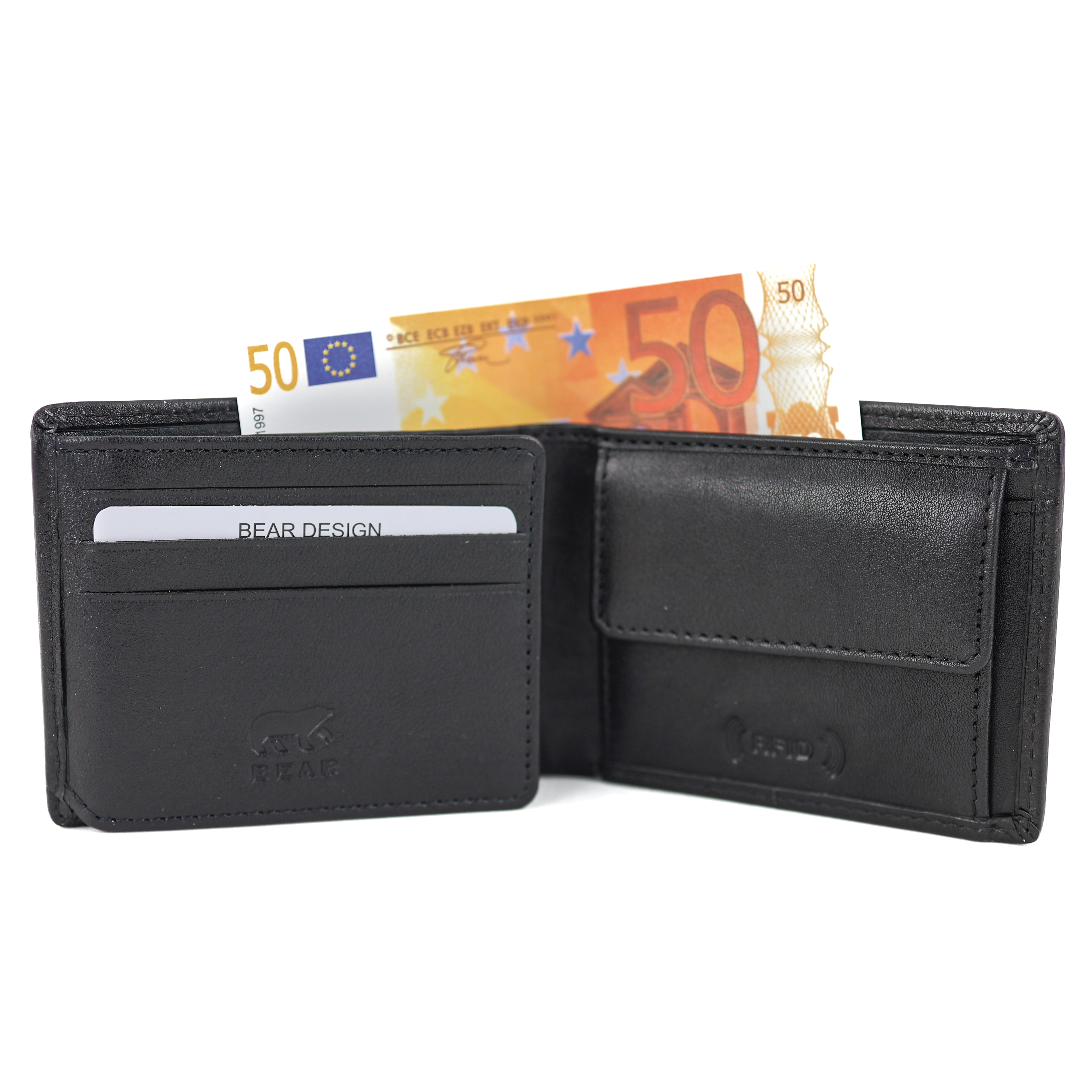 Luxe heren portemonnee/billfold 'Stefano' zwart