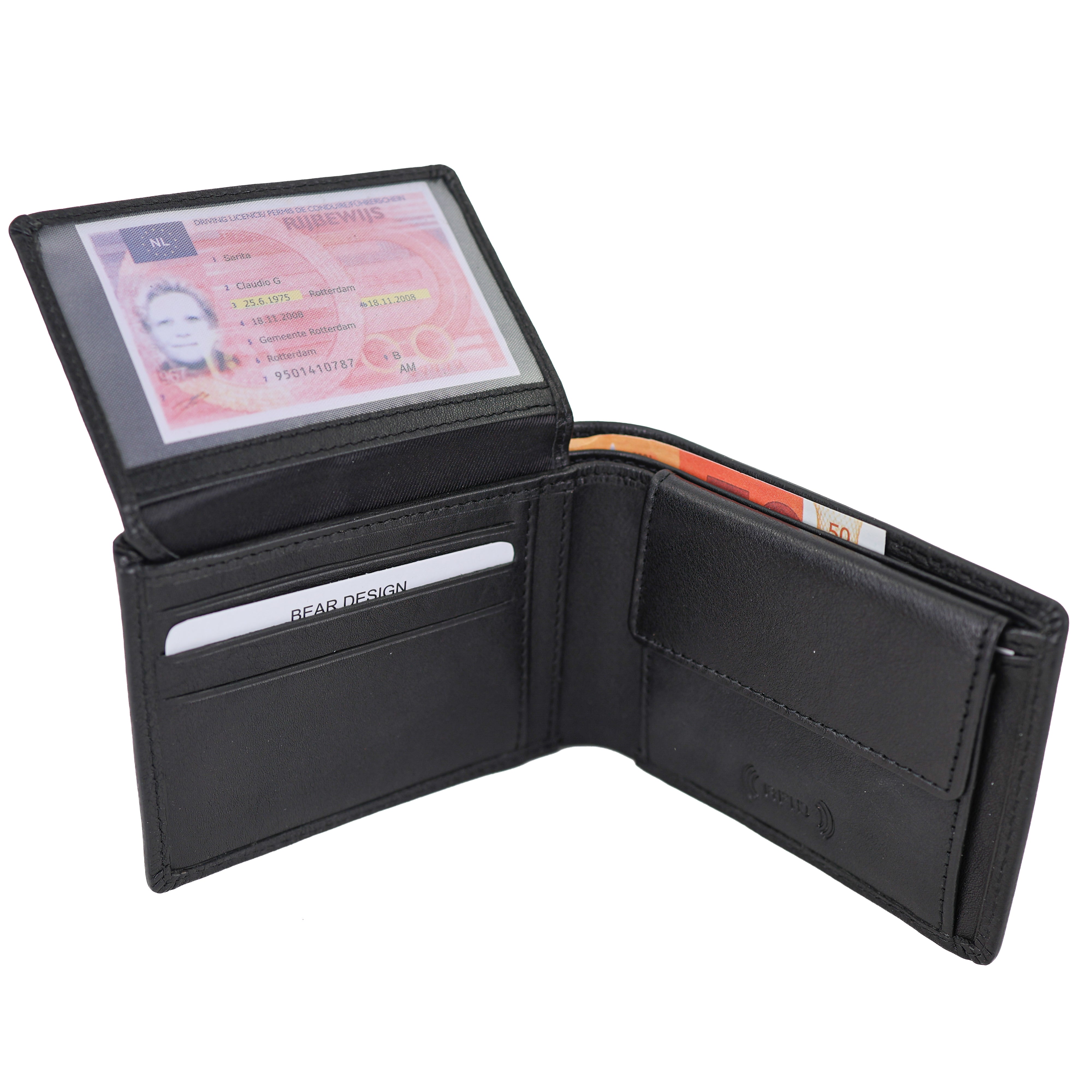 Luxe ruime herenportemonnee/billfold 'Alfredo' zwart