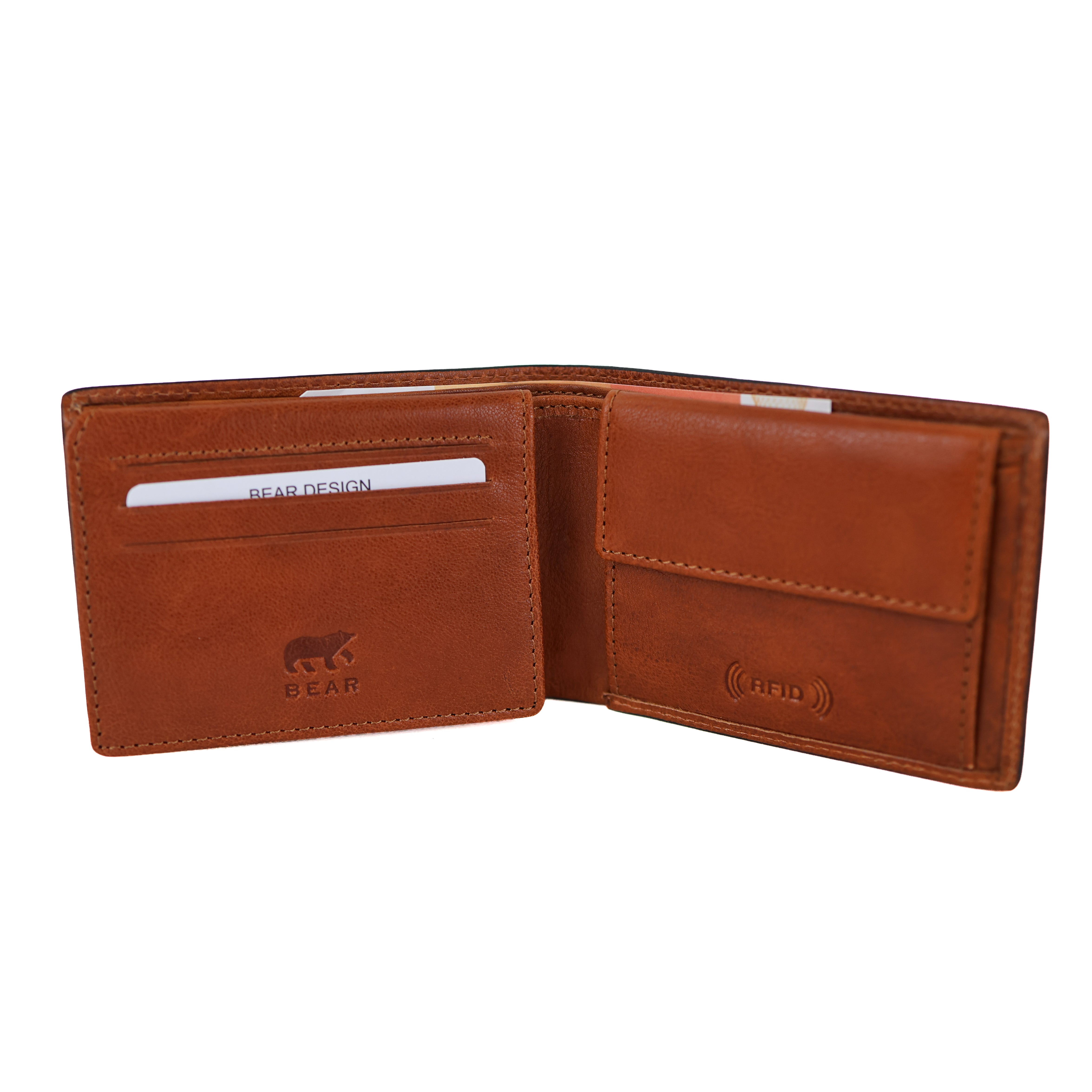 Luxe ruime herenportemonnee/billfold 'Alfredo' cognac