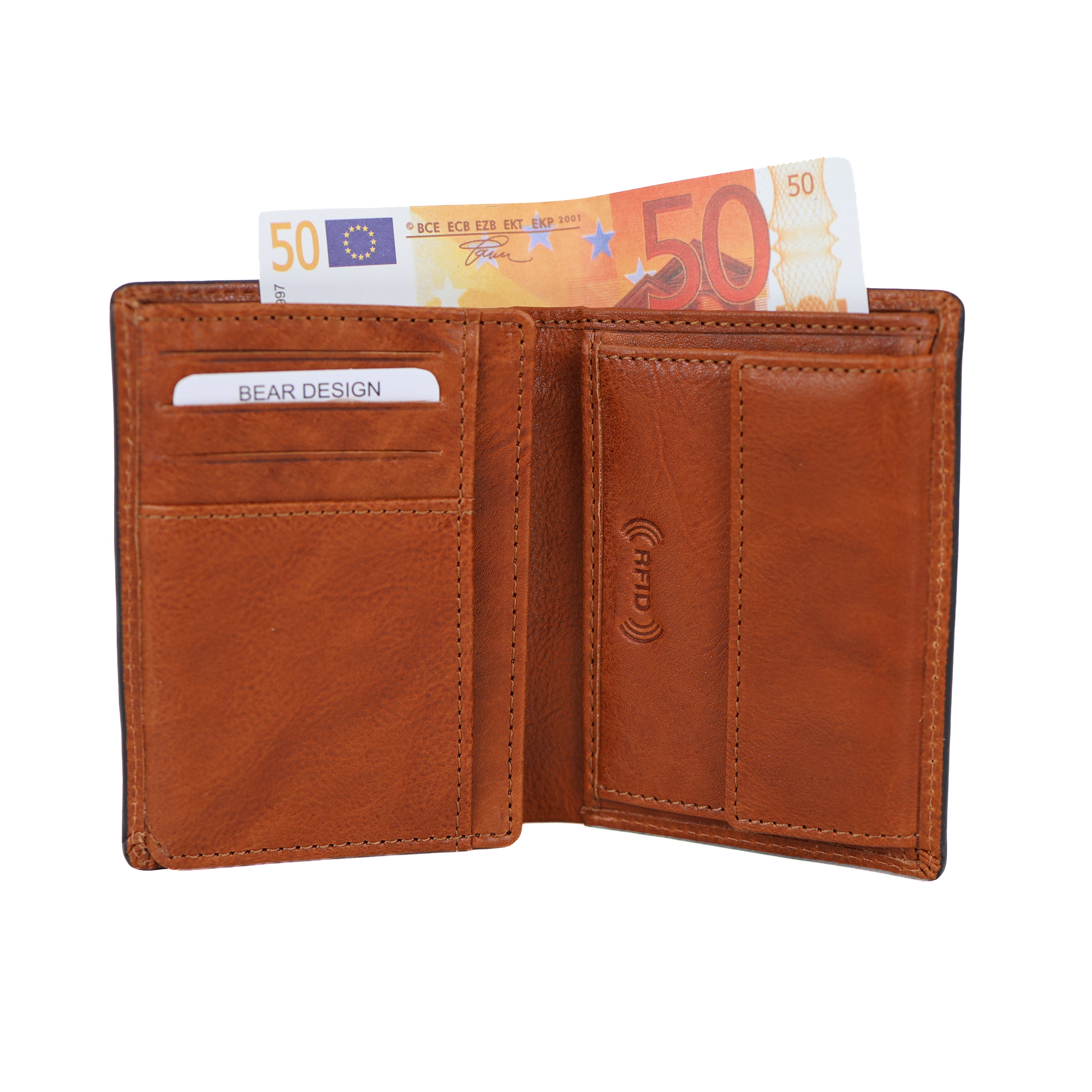 Luxe hoge portemonnee/billfold 'Enrico' cognac
