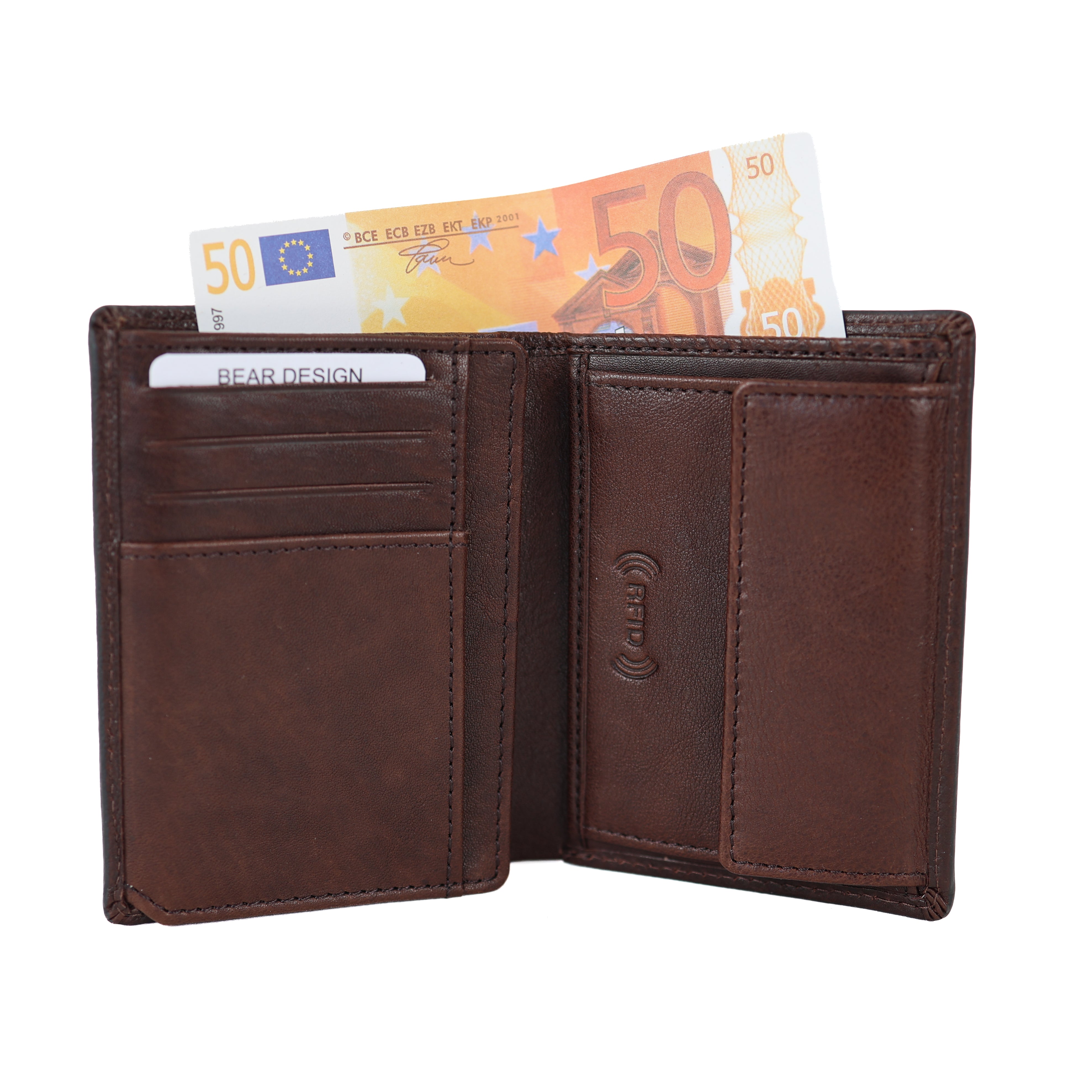 Luxe hoge portemonnee/billfold 'Enrico' bruin