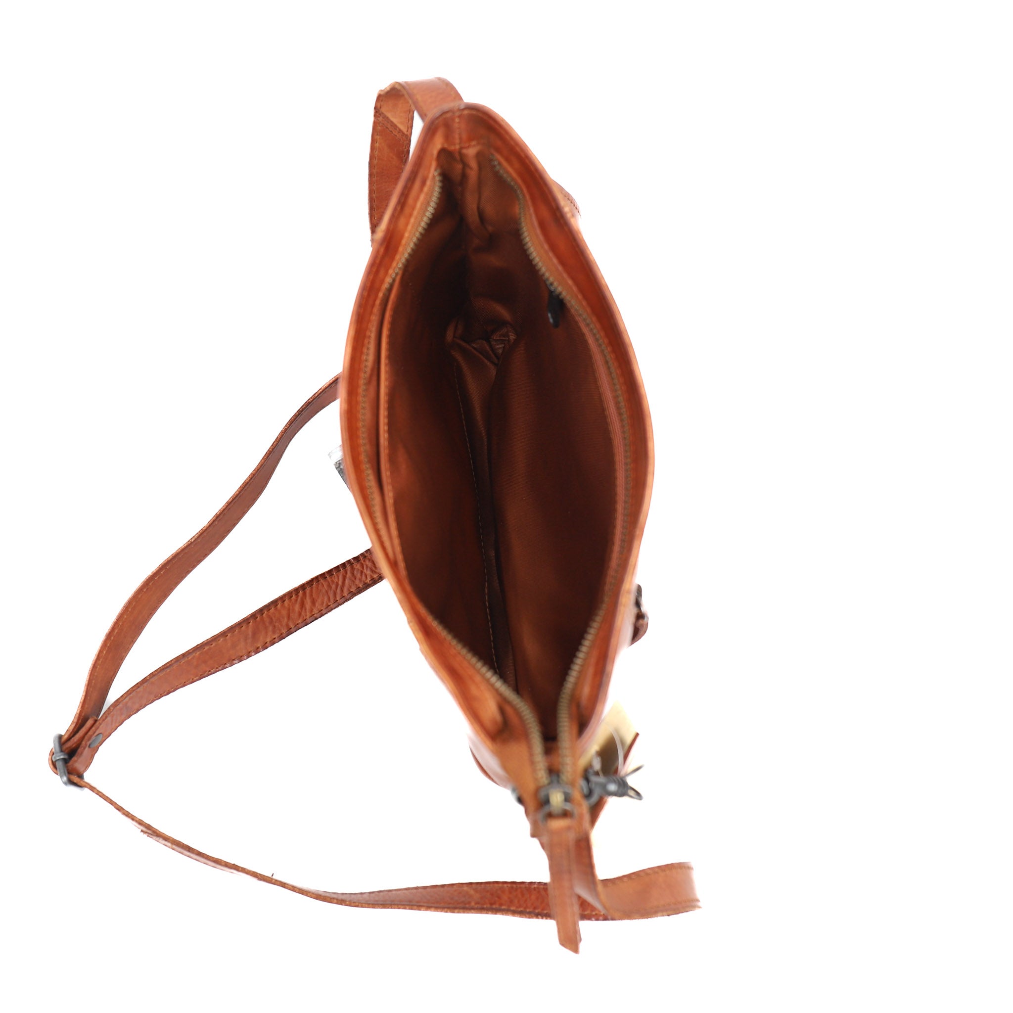 Kleine schoudertas 'Zoë' cognac