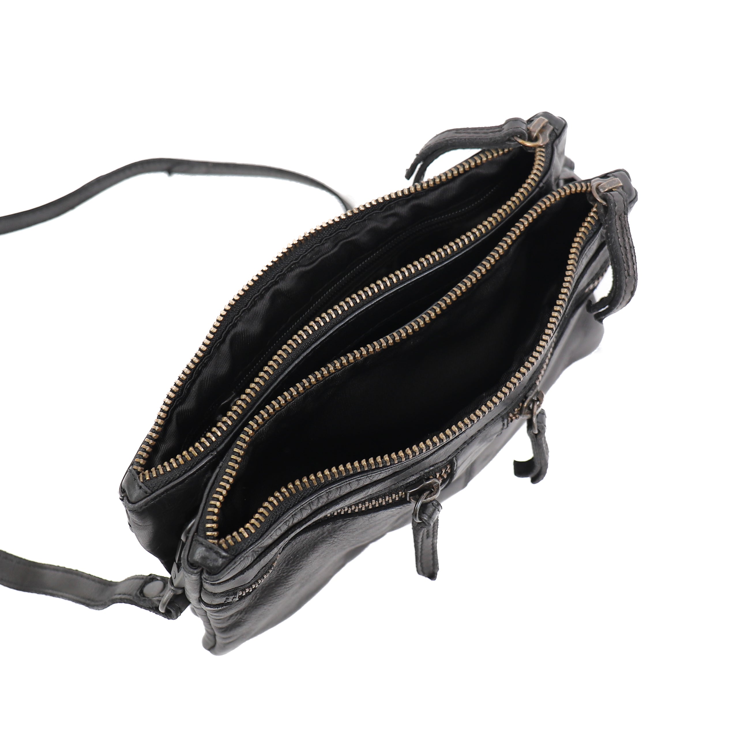 Shoulder bag double zipper 'Linda' black