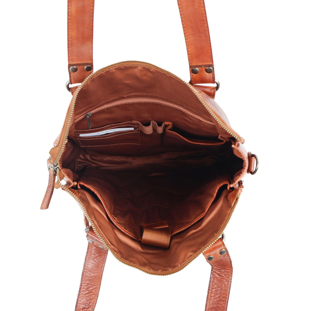 Hand-/schoudertas met laptopvak 15.6” 'Freya' cognac