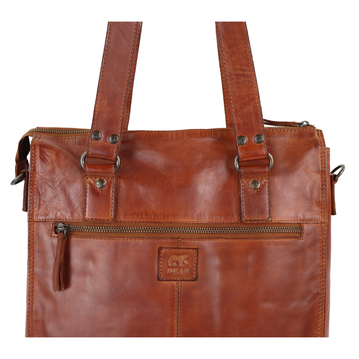 Hand-/schoudertas met laptopvak 15.6” 'Freya' cognac